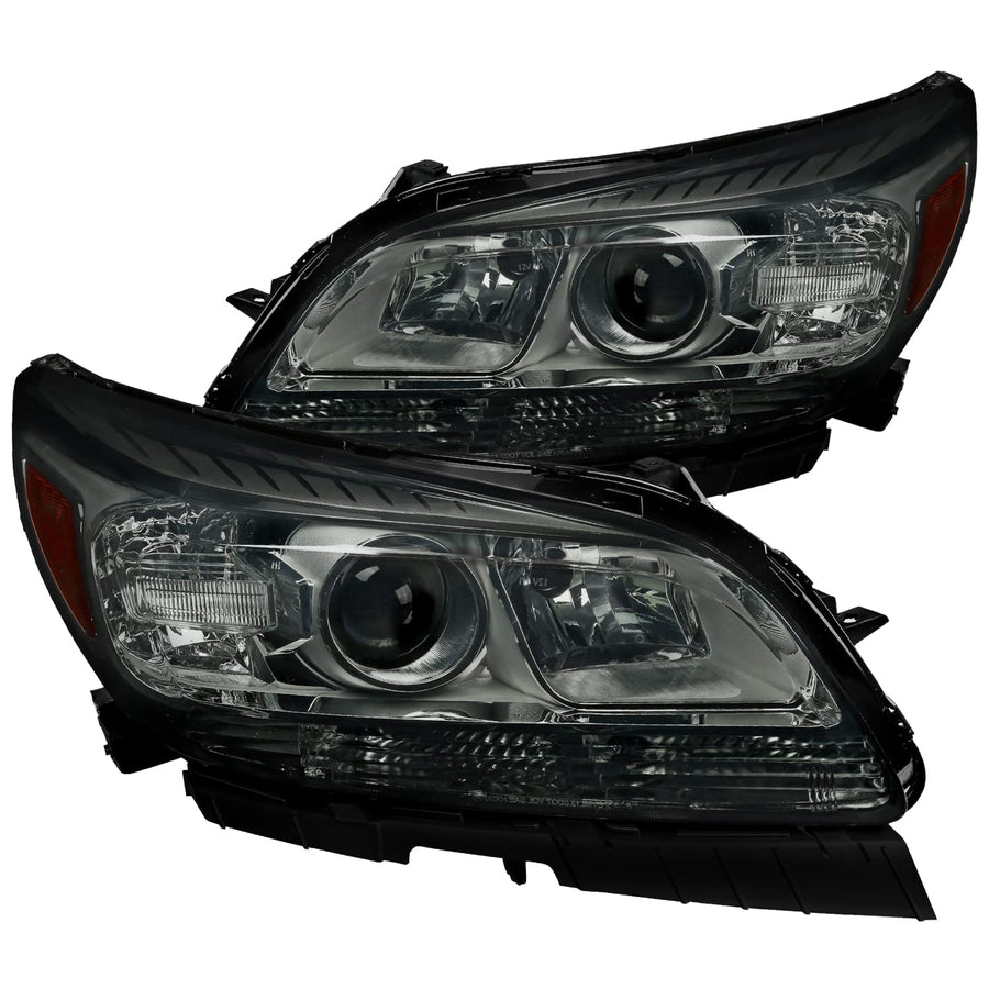 Spec-D Tuning Smoke Halogen Projector Headlights Head Lamps Compatible with Chevrolet Malibu 2013-2015 L+R Pair Head Light Lamp Assembly