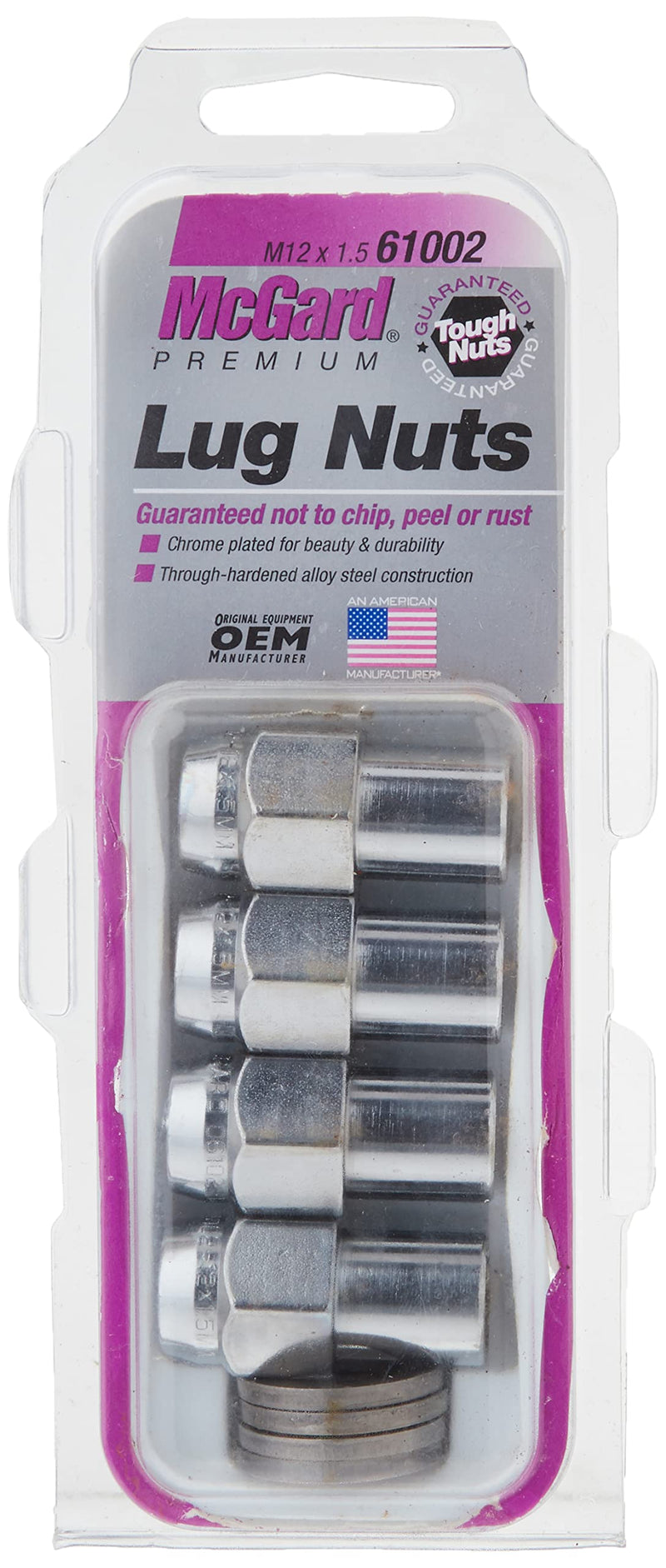 Regular MCGARD 61002 Chrome .746" Shank Style Lug Nut Set (M12 x 1.5 Thread Size) - Set of 4
