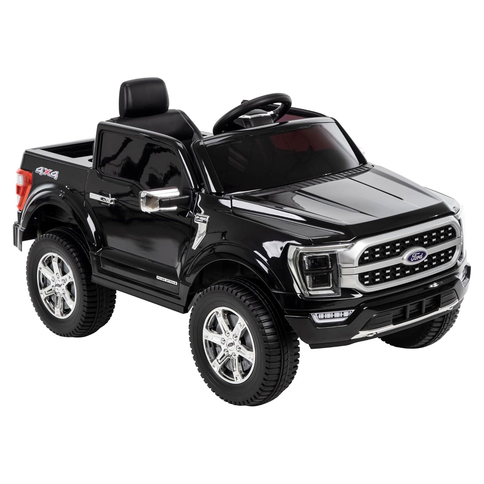 Huffy 6V Ford F150 Platinum Black Kids Ride On Truck, Real LED Headlights and Sounds, Ages 2-7, Max Weight 65lbs, 2.5MPH Speed, Forward and Reverse, Large Durable Tires, Simple Wall Charging