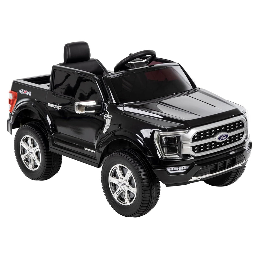 Huffy 6V Ford F150 Platinum Black Kids Ride On Truck, Real LED Headlights and Sounds, Ages 2-7, Max Weight 65lbs, 2.5MPH Speed, Forward and Reverse, Large Durable Tires, Simple Wall Charging