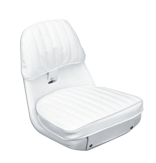 Moeller Economy Heavy Duty Boat Helm Seat, Cushion, and Mounting Plate Set (17.5" x 15.625" x 16.25", White)