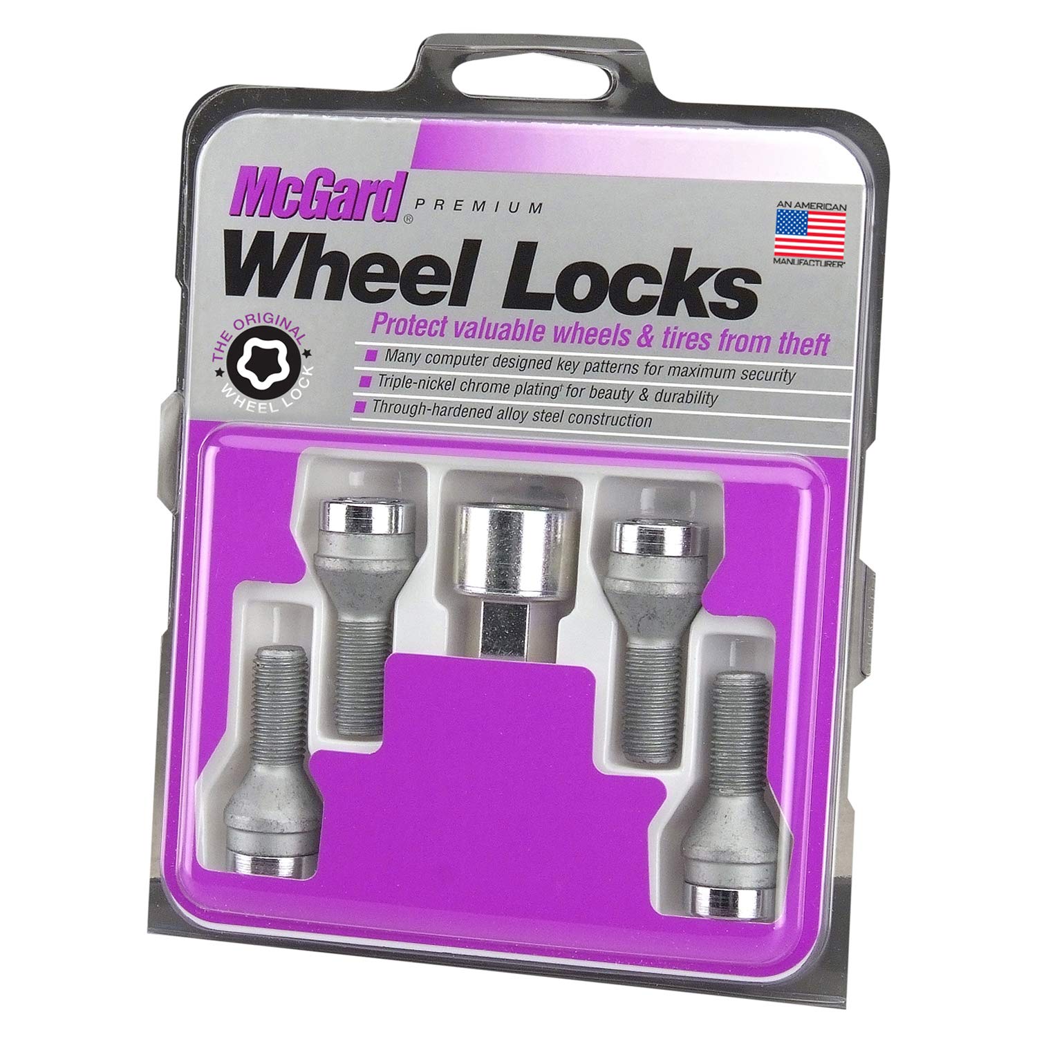 Chrome Bolt Style MCGARD 27222 Cone Seat Wheel Locks (M14 x 1.5) - Set of 4