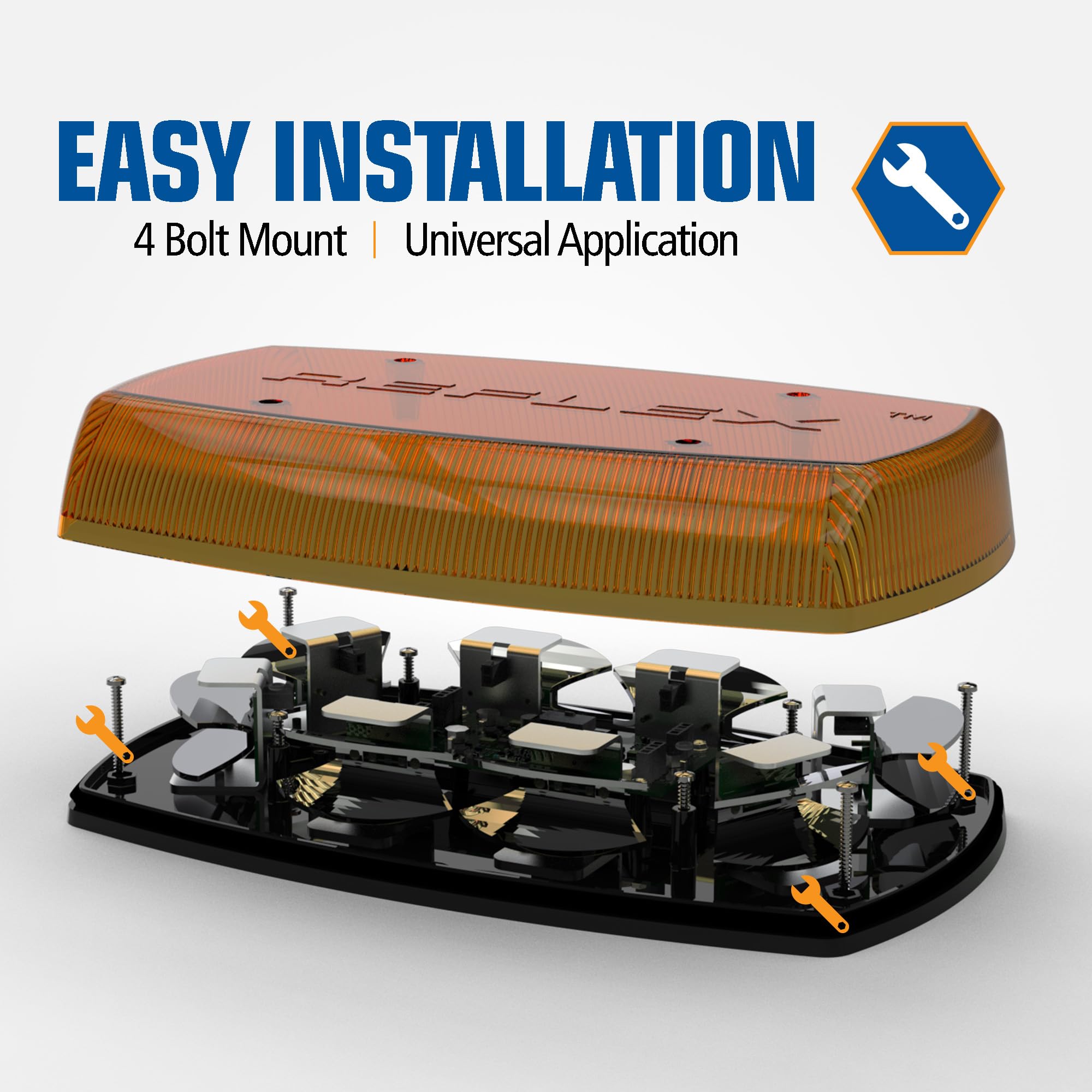 ECCO Mini Bar Amber LED 15 Inch Roof Top Light Bar 12V 24V for Cars Trucks Snow Plow Vehicles Warning Caution Lights, 5 year Warranty