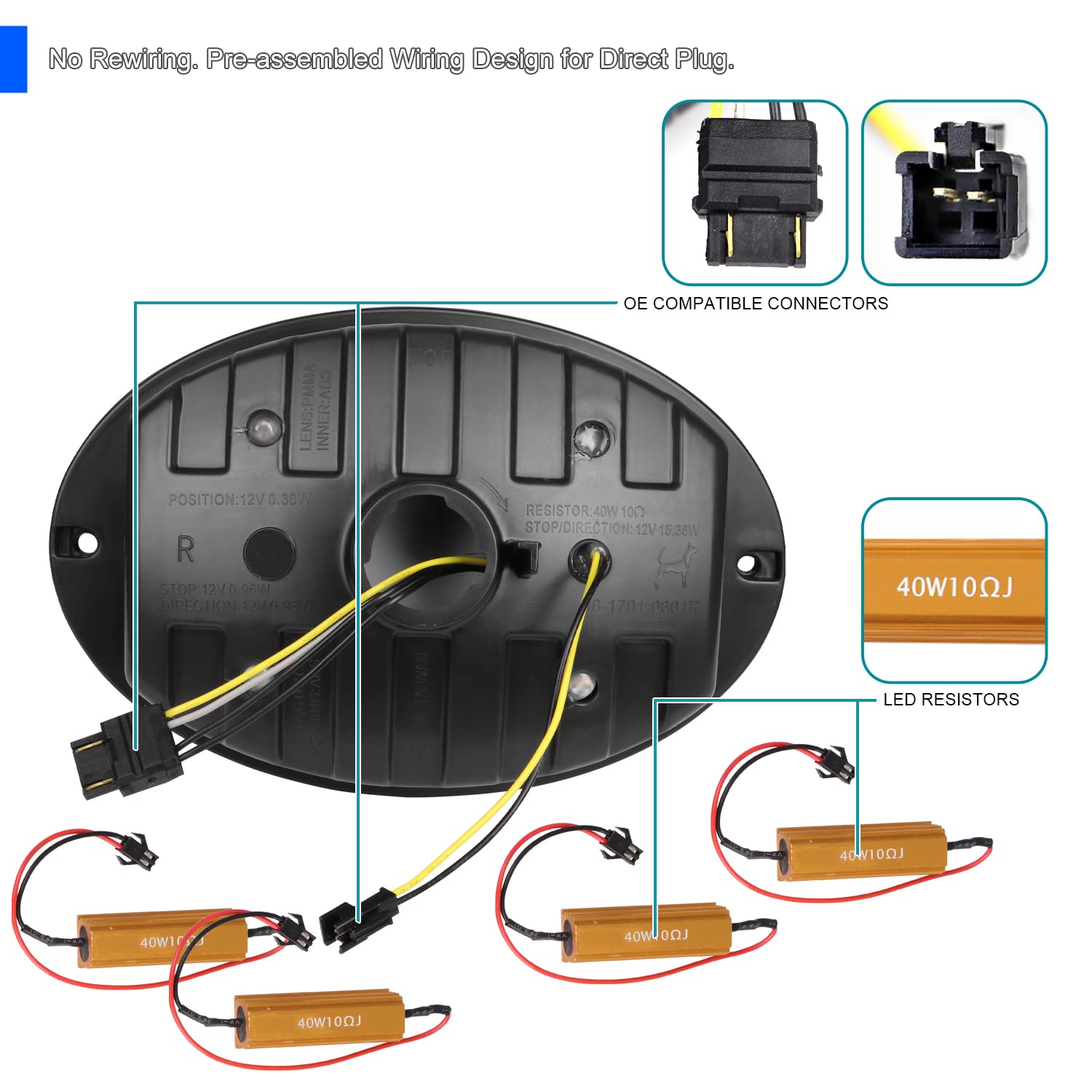 Red Tail Lights SPEC-D TUNING w/LED Tube Bar Compatible with 1997-2004 Chevy Corvette C5