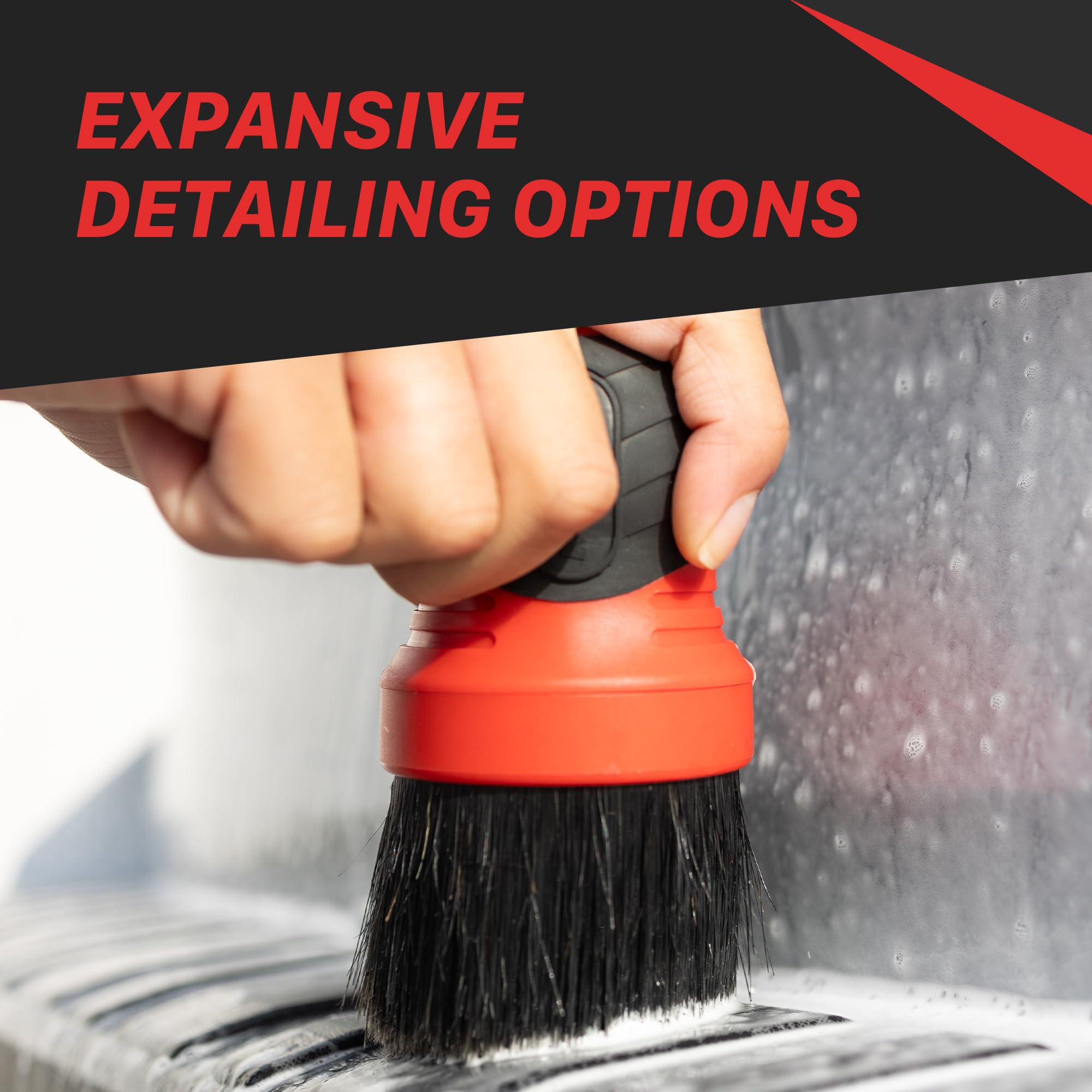 Maxshine Ultra Soft Universal Gray Large Bristle Brush with Storage Rack – Curved Grip & Ultra Soft Bristles – Ideal for Dashboard, Displays, Air Vents – Premium Interior Detailing Brush