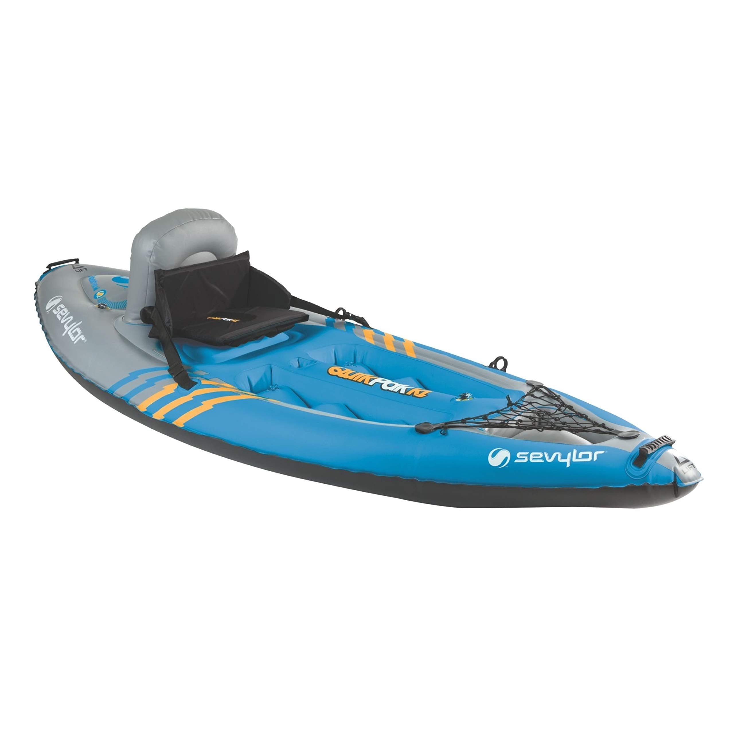 Sevylor K1 QuickPak 1-Person Inflatable Kayak, Kayak Folds into Backpack with 5-Minute Setup, 21-Gauge PVC Construction; Hand Pump & Paddle Included