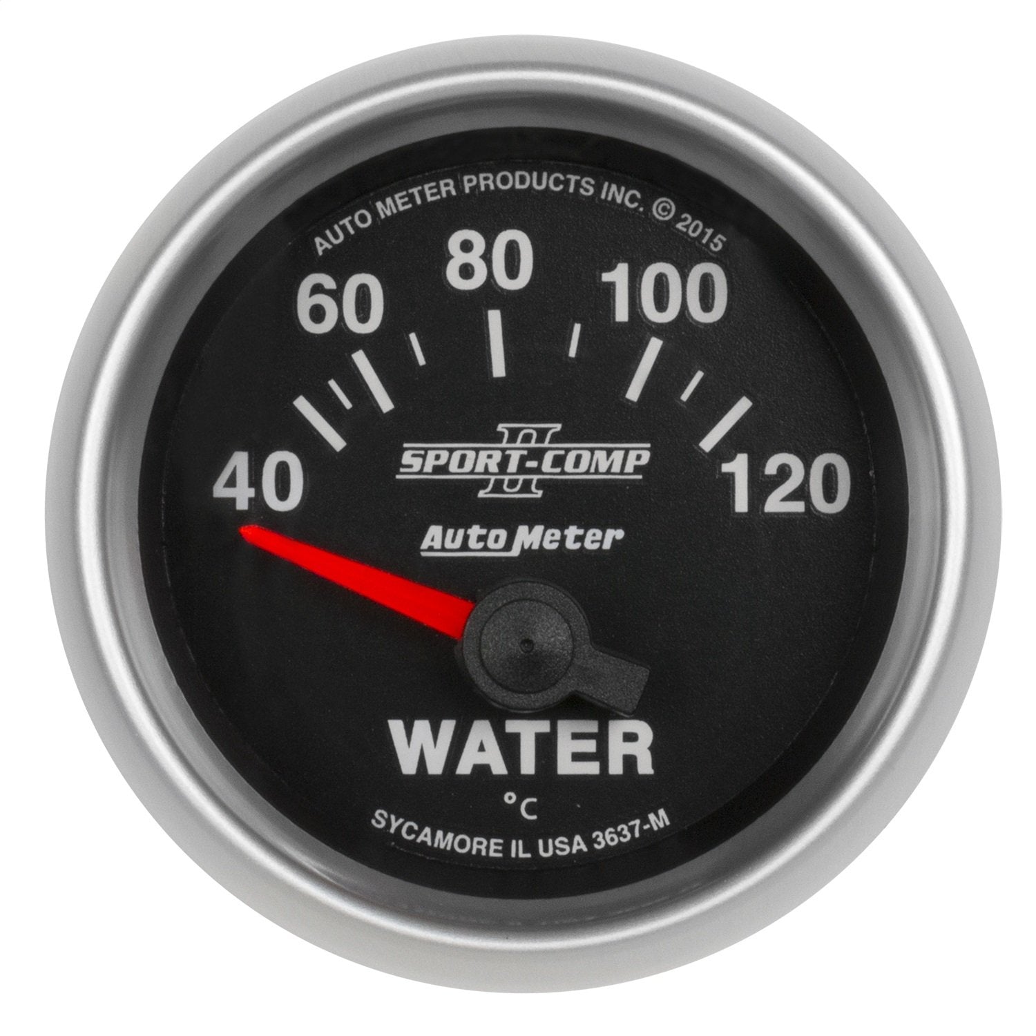 Sport-Comp II AutoMeter 3637-M Electric Water Temperature Gauge 2-1/16 in. Black Dial Face