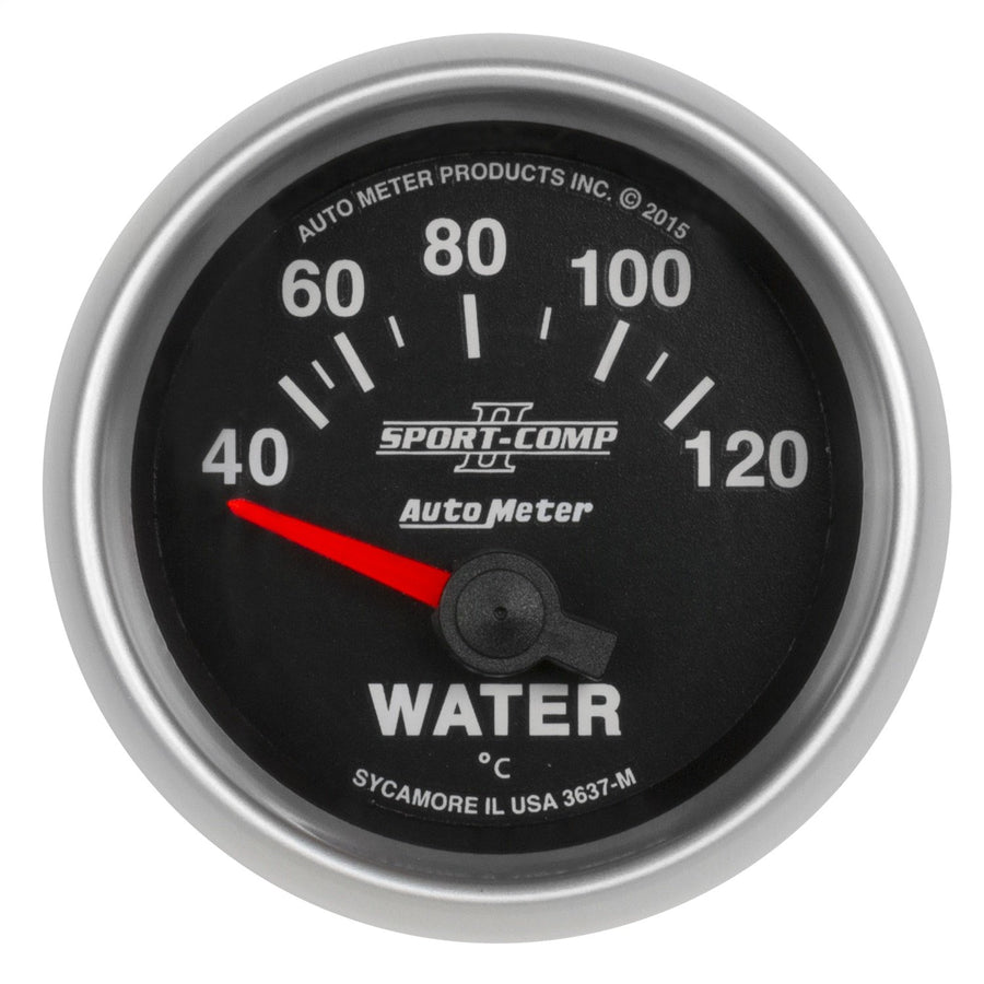 Sport-Comp II AutoMeter 3637-M Electric Water Temperature Gauge 2-1/16 in. Black Dial Face
