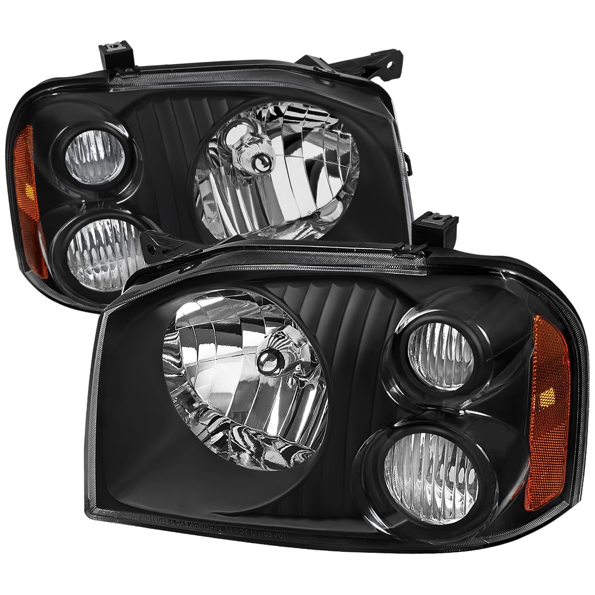 Replacement SPEC-D TUNING Black Headlights Compatible with 2001-2004 Nissan Frontier Left + Right Head Lights Lamps Assembly