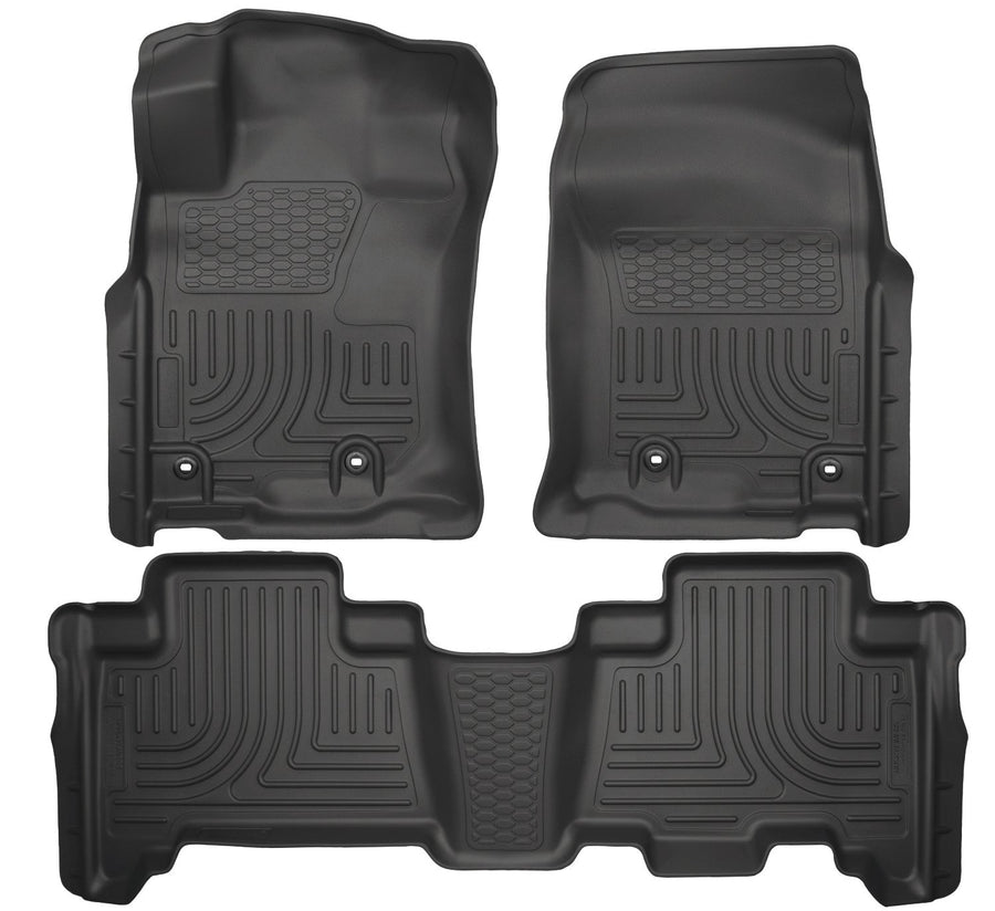 Weatherbeater Husky Liners Floor Mats | Fits 2013 - 2024 Toyota 4Runner; 2014 - 2024 Lexus GX460 | Front & 2nd Row, 3-pc Black - 99571