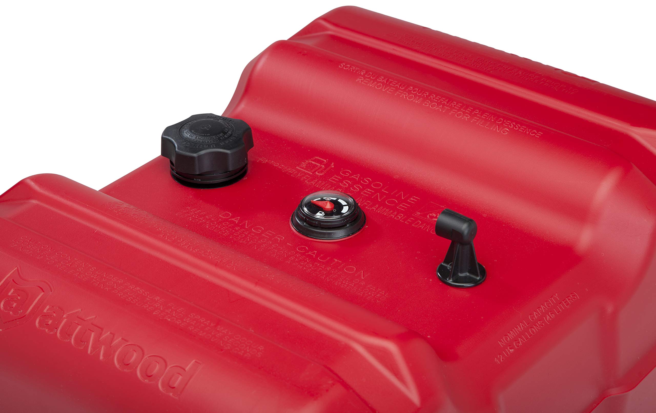 12 Gallon Attwood 8812LLPG2 EPA Certified Low-Profile Portable Fuel Tank with Gauge