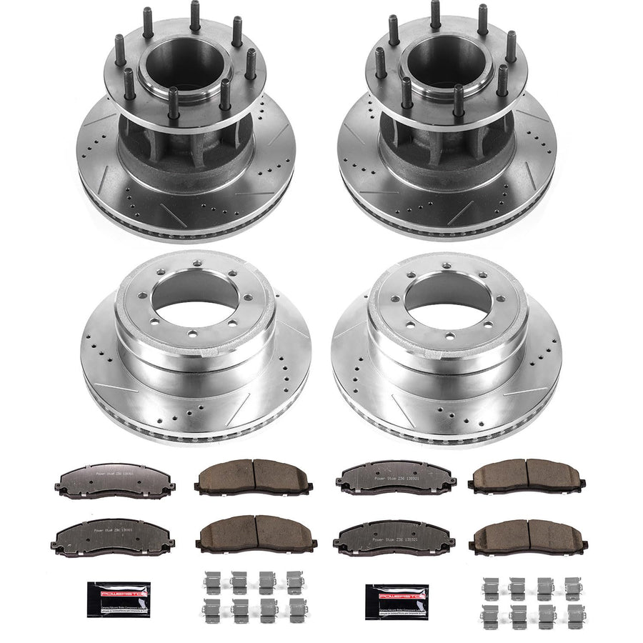 Power Stop K7572-36 Z36 Truck & Tow Front and Rear Brake Kit, Carbon Fiber Ceramic Brake Pads and Drilled/Slotted Brake Rotors
