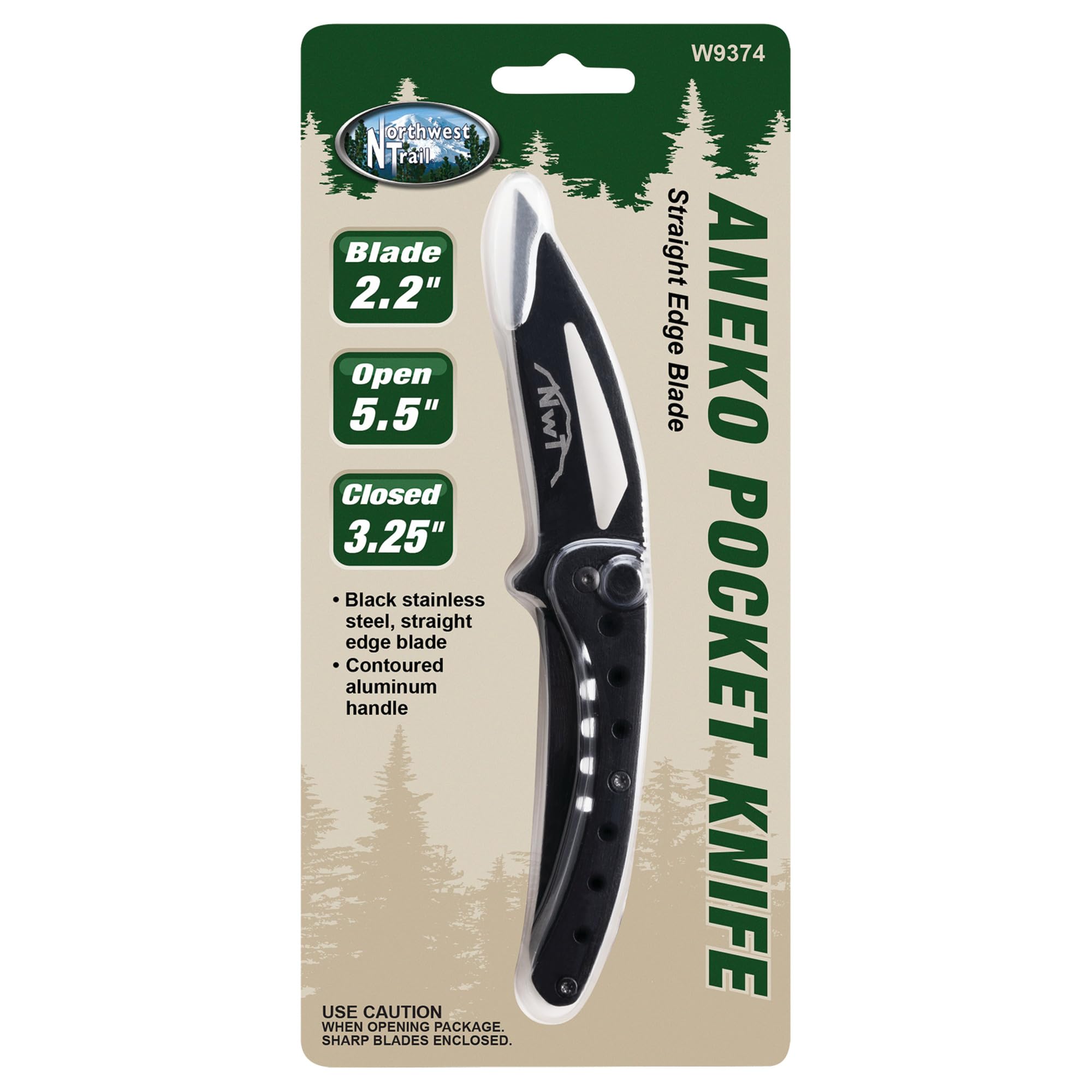 Aneko Performance Tool 5.5-Inch Stainless Steel Pocket Knife, Black