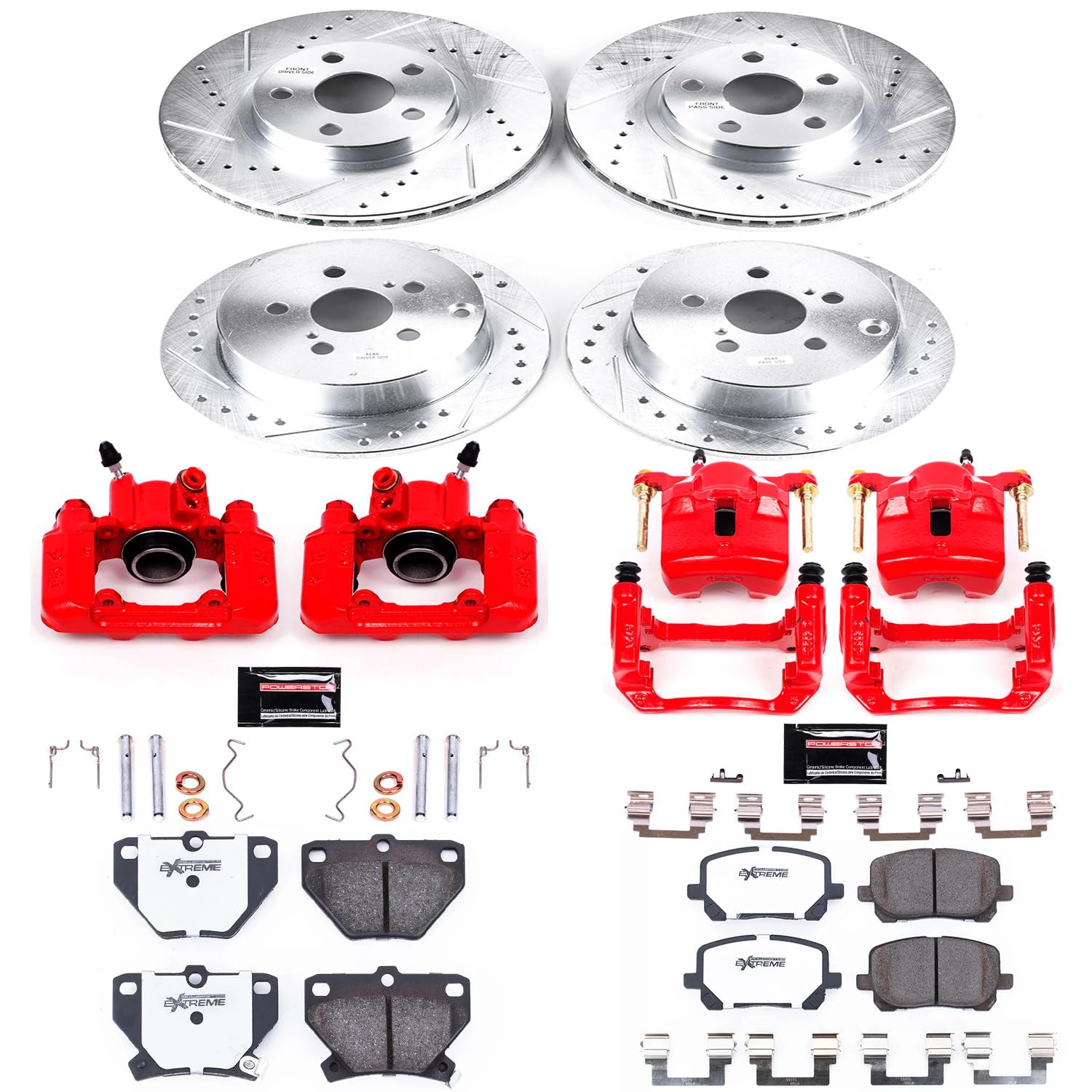 Power Stop Z26 KC2317-26 Front & Rear Street Warrior Brake Kit Pontiac Toyota For Pontiac Vibe 2003-2006, Toyota Corolla 2005-2006, Toyota Matrix 2003-2007 [Model Specific]