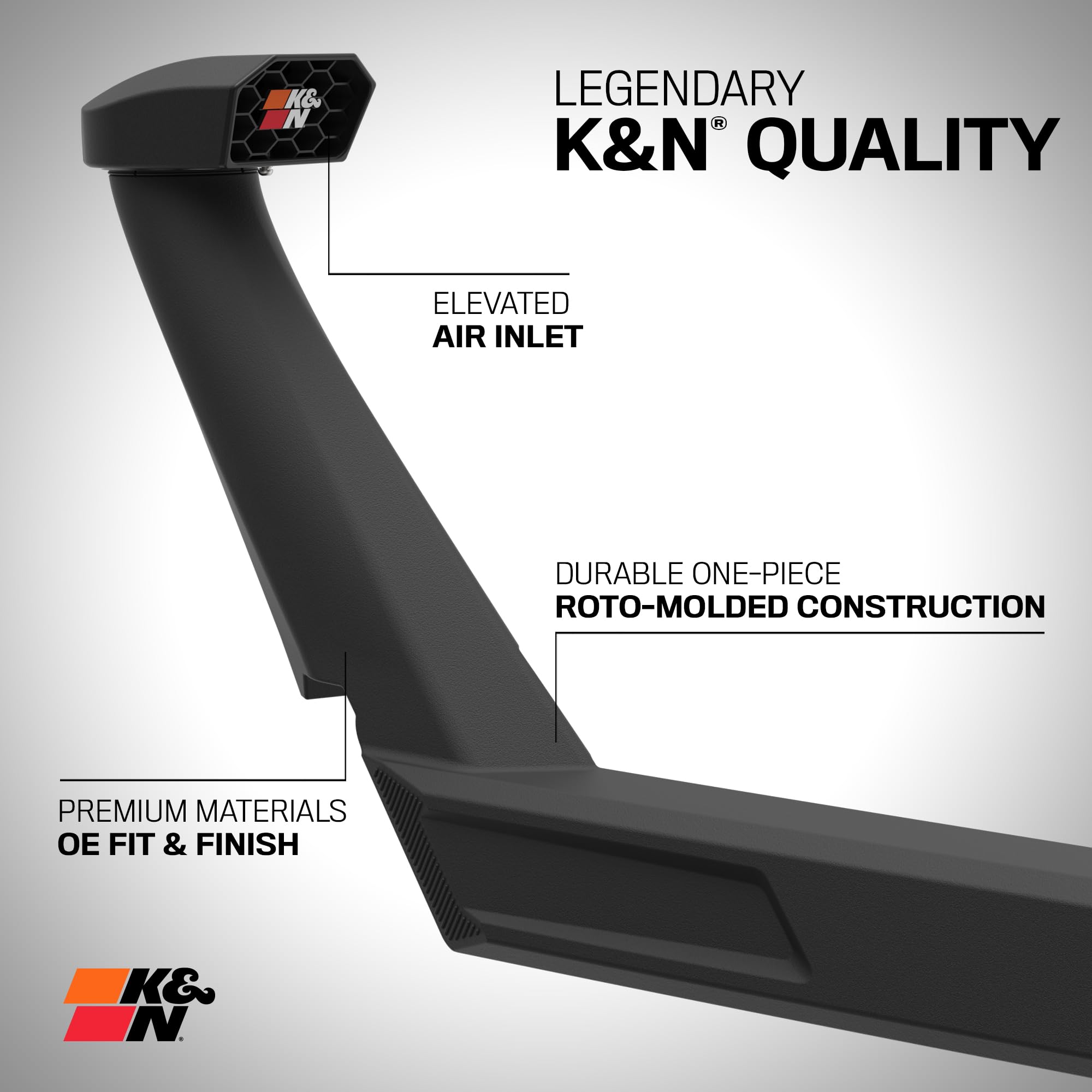 K&N Intake Kit Elevated (Snorkel) Compatible with 2021-2025 Ford Bronco 2.3L/2.7L, 63-8002