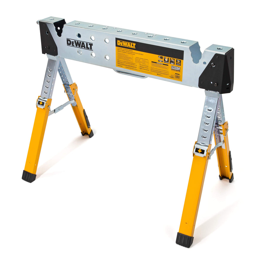 DEWALT Portable Adjustable Height Steel Welding Sawhorse, Double-Locking Legs, Pipe Saddles, 1,100 lb Weight Capacity