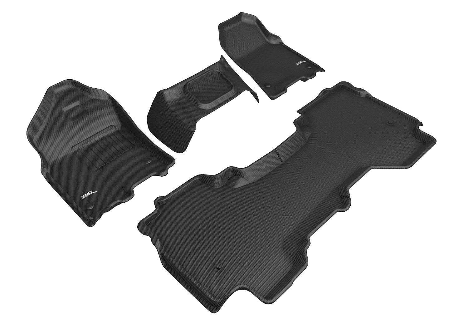 3D MAXpider Kagu Custom Fit Floor Mat (Black) Compatible with Dodge Ram 1500 Quad Cab 2019-2024 (w/ Bench Front Row) - Full Set