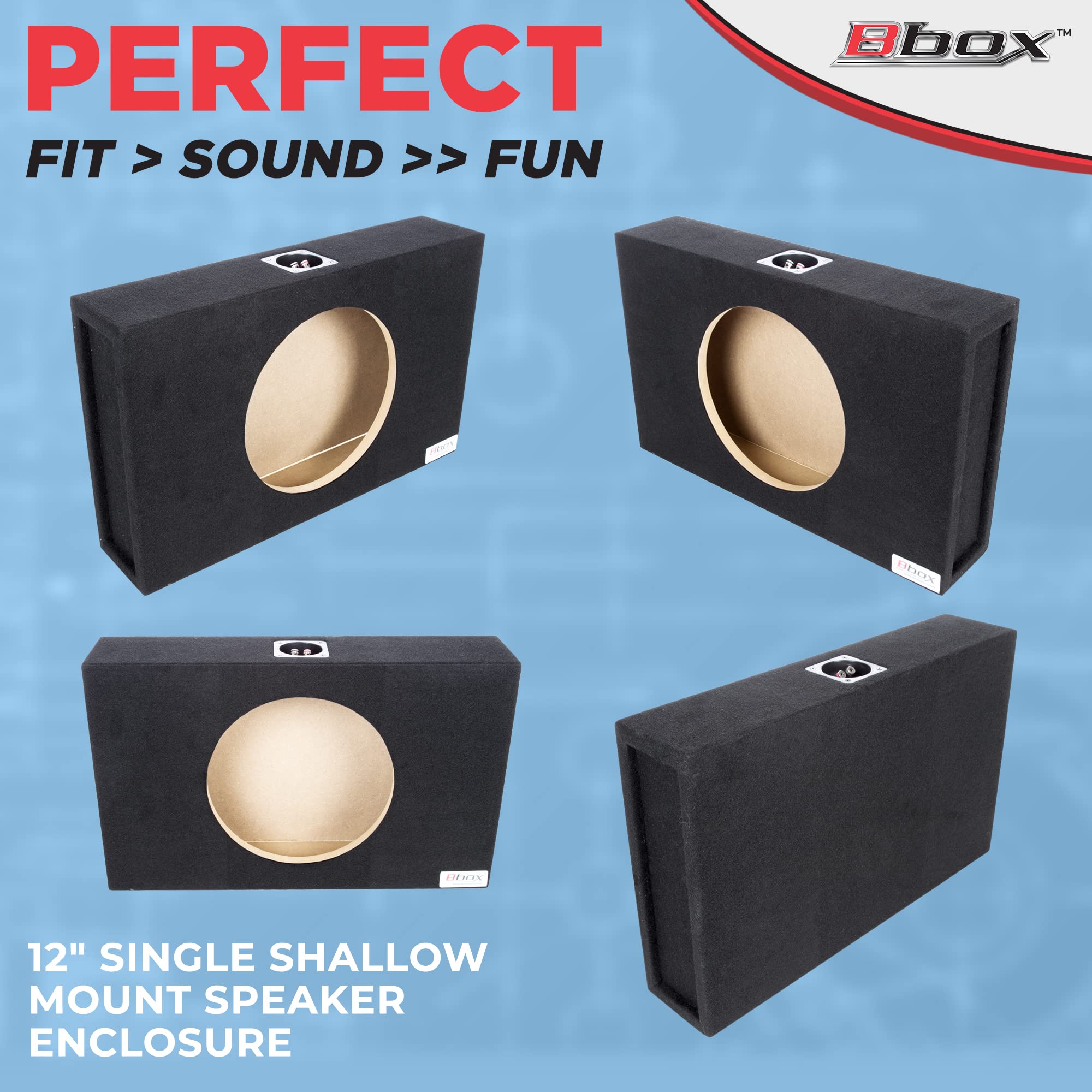 12SME Atrend 12” Single Sealed/Shallow Mount Subwoofer Enclosure, Charcoal