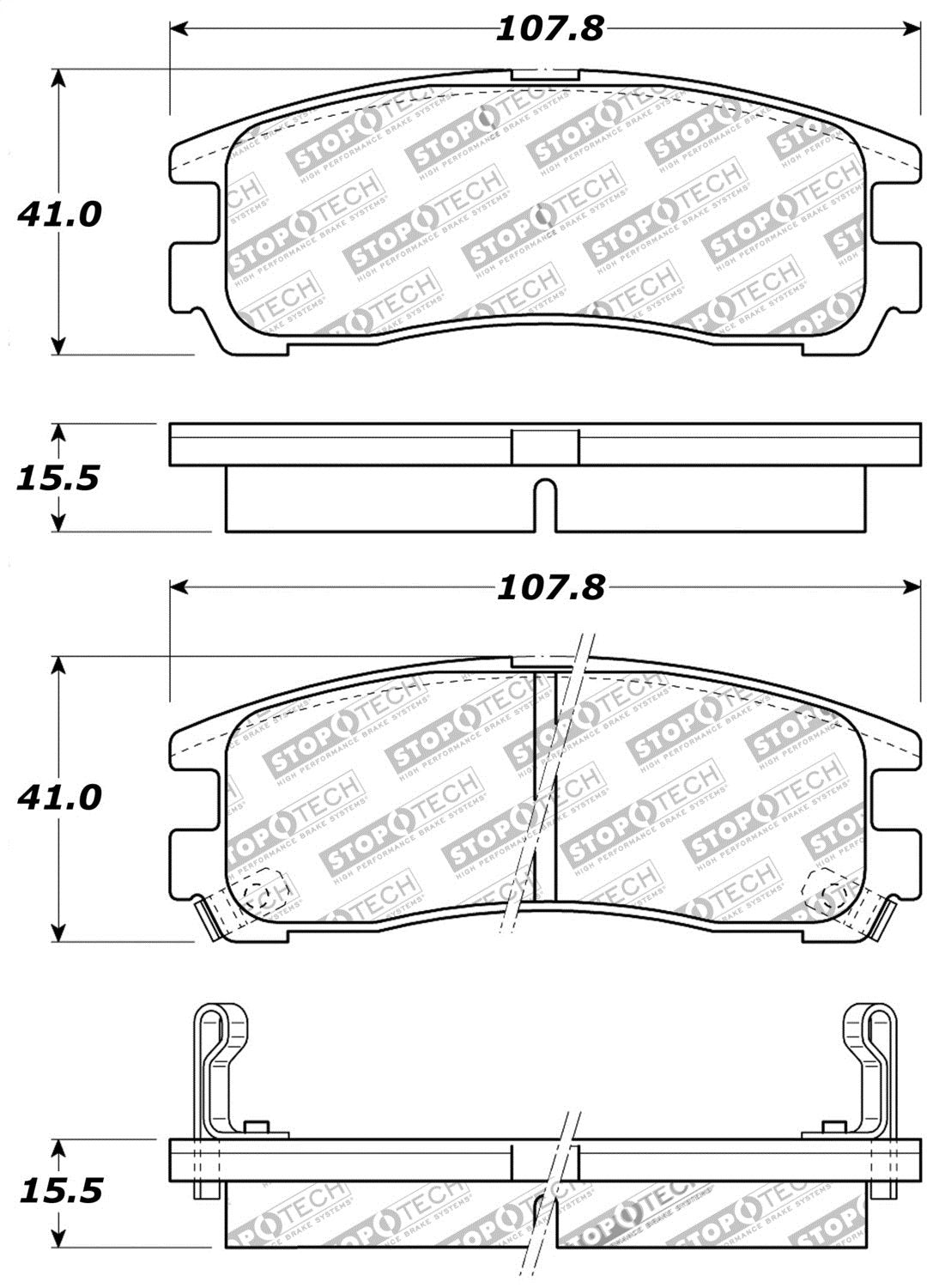 Sport Brake Pads StopTech 309.03830 with Shims and Hardware