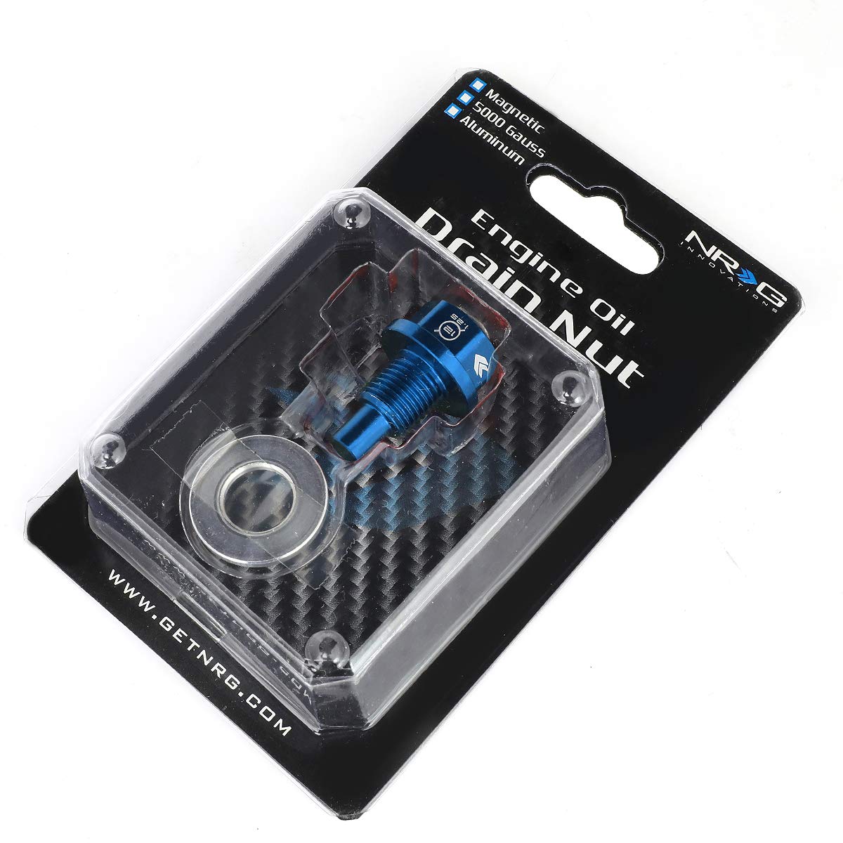 NRG Innovations Magnetic Oil Drain Plug, Engine Oil Drain Nut M14 X 1.5 Thread Size w/ Washer, Blue, T-6061 Aluminum w/ Stainless Steel Internal Magnet, NRG-NOP-200BL