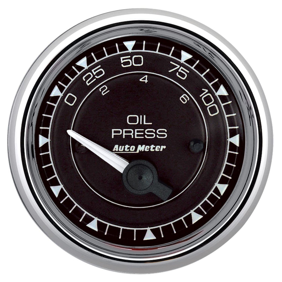 Oil Pressure Gauge Auto Meter 9727, 0-100 PSI, Chrono Chrome