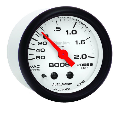 Auto Meter Phantom 5703-M Mechanical Metric Boost/Vacuum Gauge
