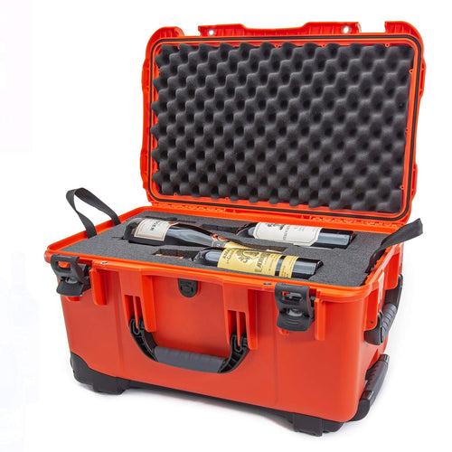 Protective Travel Case Nanuk 938 for 6 Bottles of Wine w/Wheels and Extendable Handle, TSA Approved - Orange (938-6BTLS3)