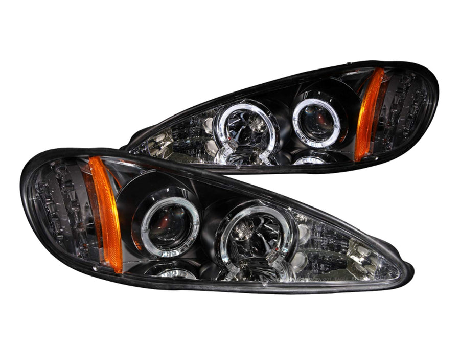 Black Clear AnzoUSA Projector Halo Headlight with LED for Pontiac Grand Am - (Sold in Pairs)