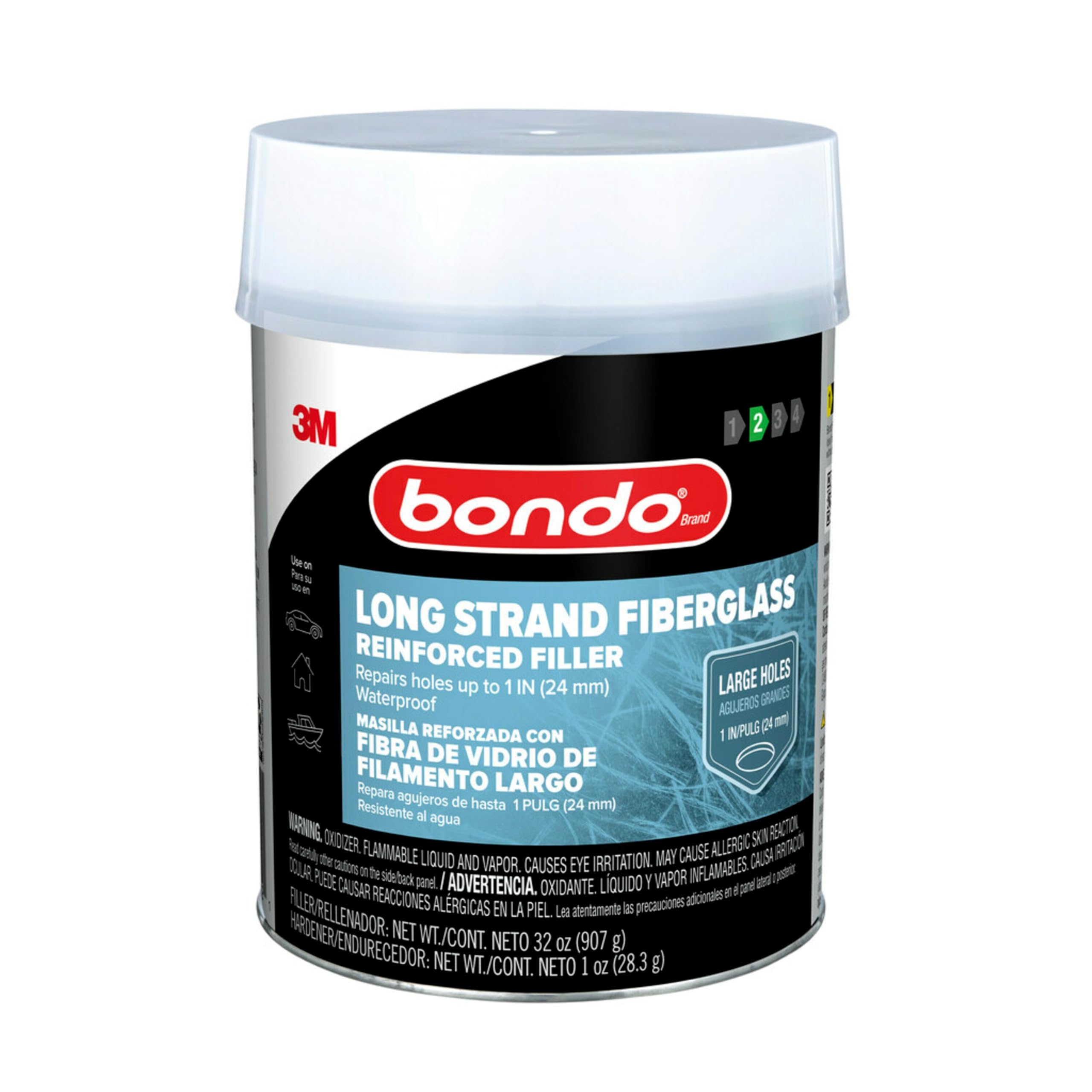 Bondo Long Strand Bondo-Hair Fiberglass Reinforced Filler, 00762, 1 Quart