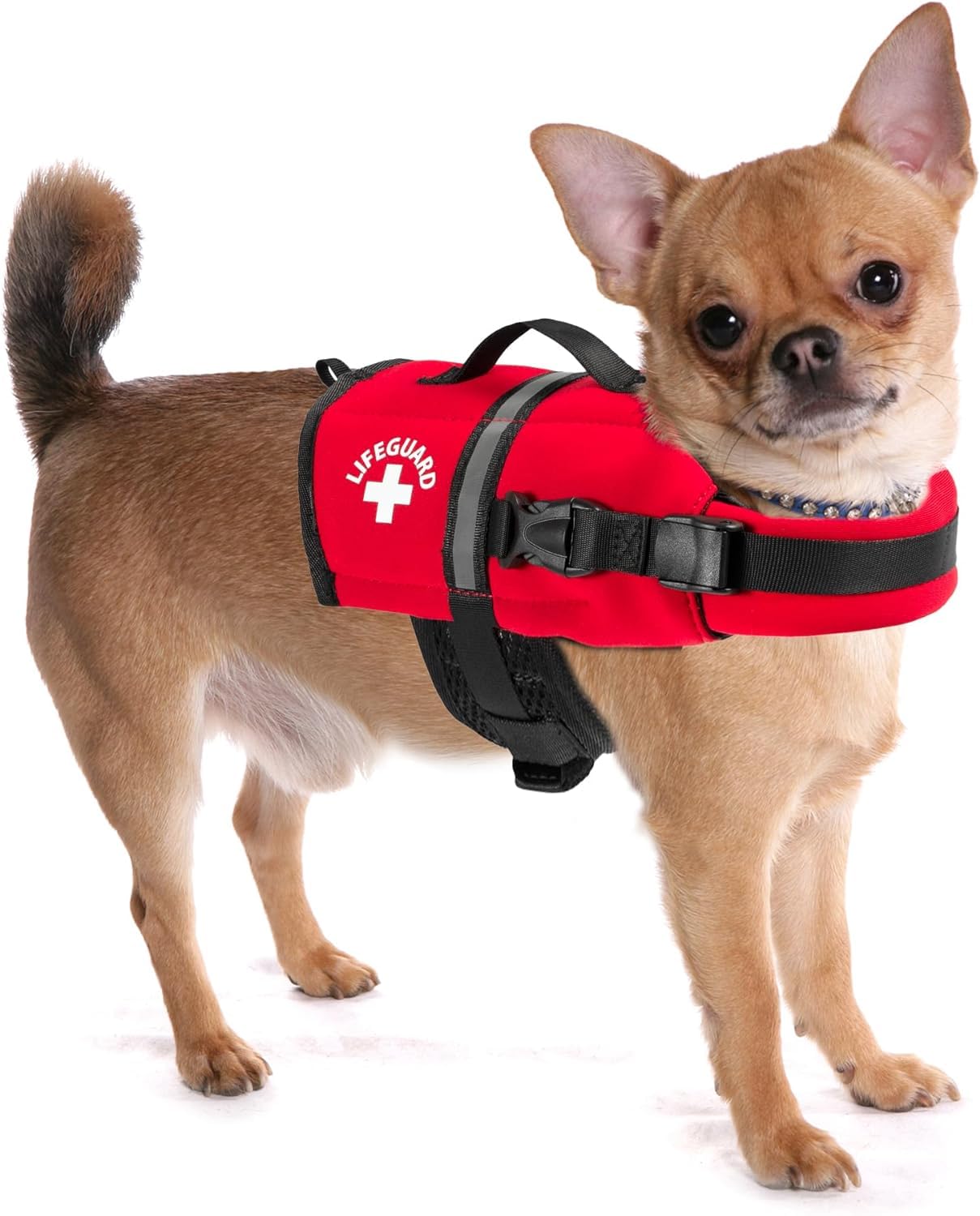 Red Paws Aboard Neoprene Life Jacket, Dog or Cat Life Preserver (XXSmall 2-6 Lbs)