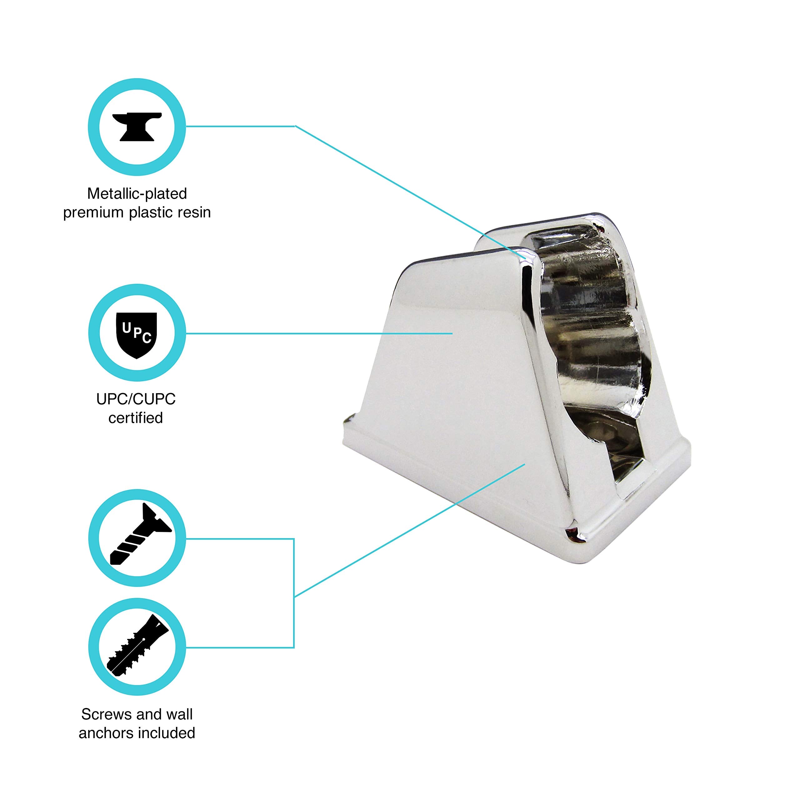 Dura Faucet RV Handheld Shower Wand Bracket Holder DF-SA156-CP - Mounting Screws Included (Chrome)