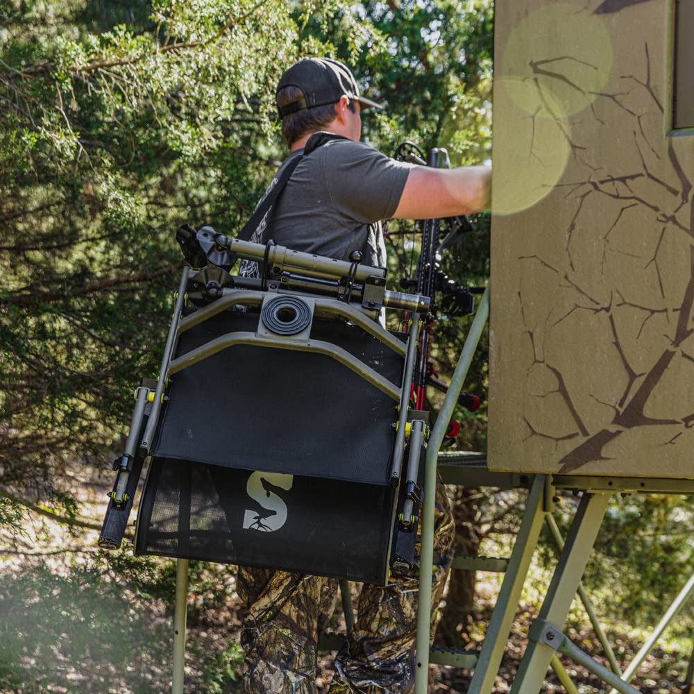 Shooting Chair Summit Treestands | Ideal Hunting Chair for Blinds | Wide Feet for Uneven Ground or Mud, Black (SU88023)