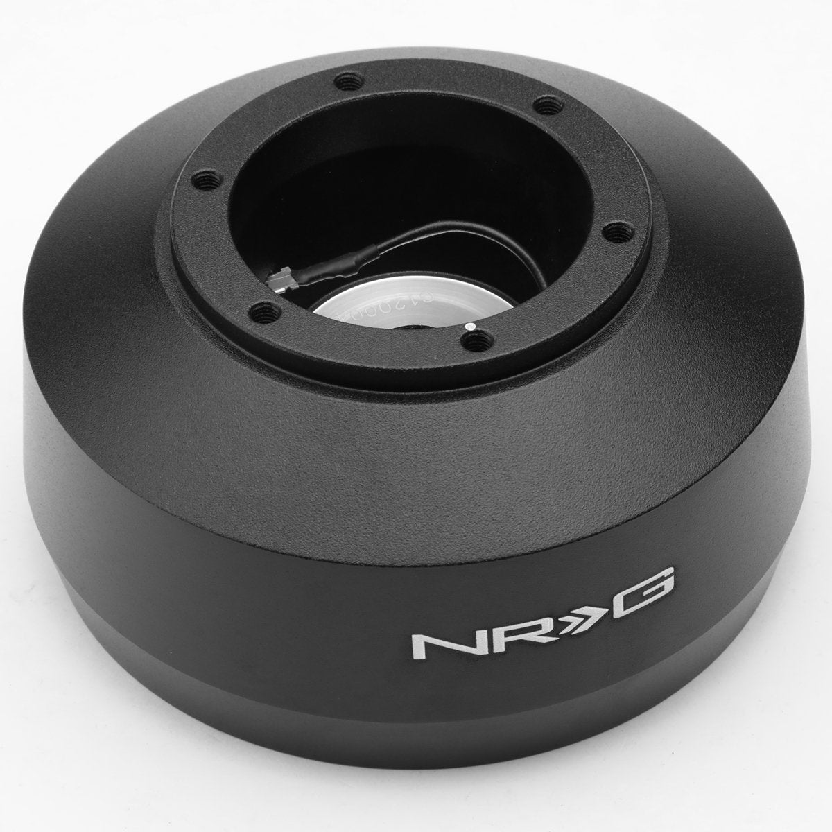 NRG Innovations Short Hub Steering Wheel, Aluminum Steering Shaft, 6x70mm Bolt Pattern Quick Release Adapter Unit, Compatible With 97-03 Ford F150/ F250/ F350; 04-08 F250/ F350, Black, NRG-SRK-162H