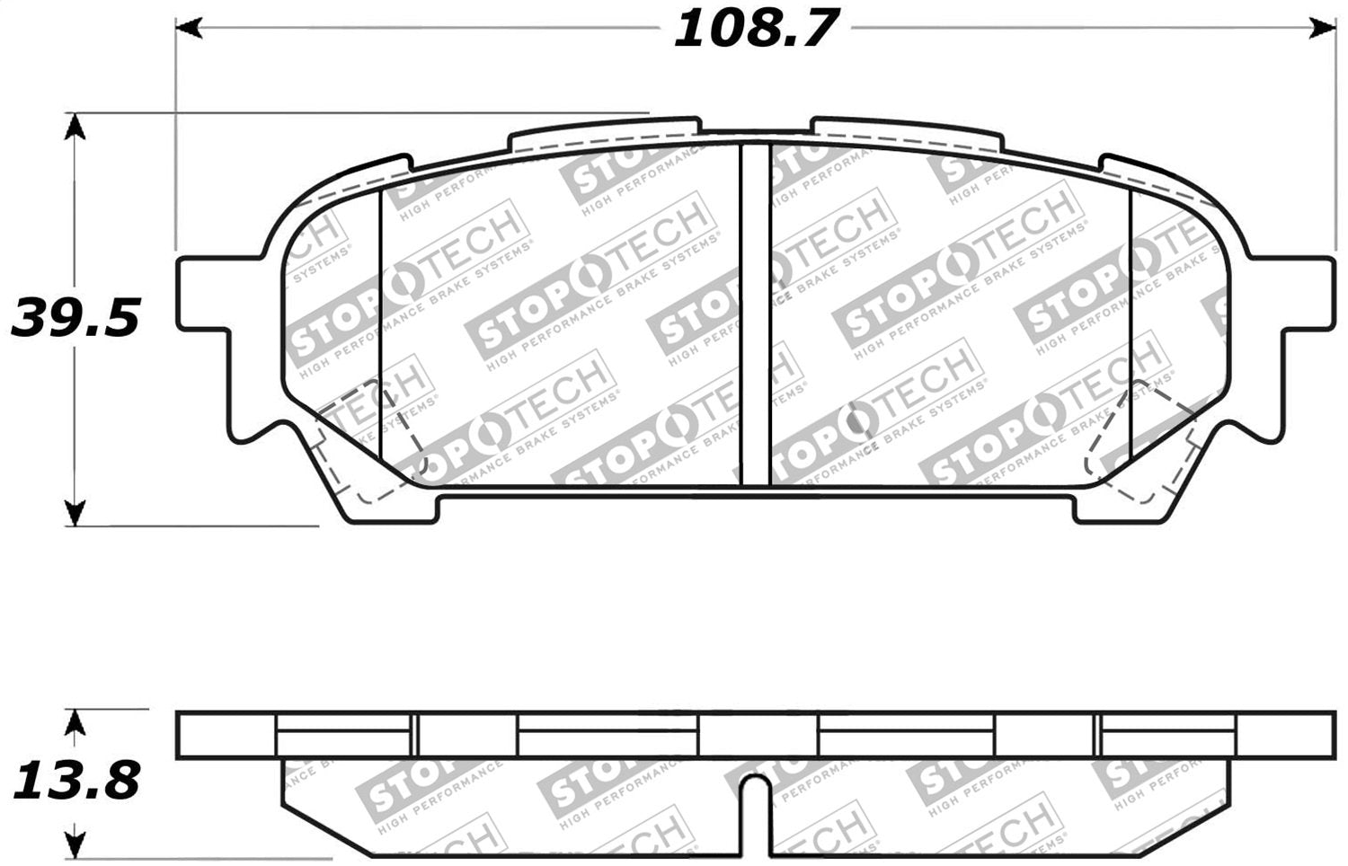 Rear StopTech 308.10040 Brake Pads with Shims and Hardware