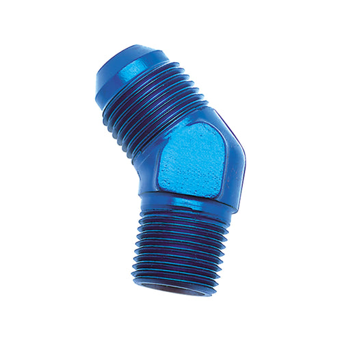 SpeedFX 560823 Adapter Fitting, 45 Degree, Flare To Pipe Elbow, 8AN x 3/8 NPTF, Anodized, Blue, Aluminum, Single
