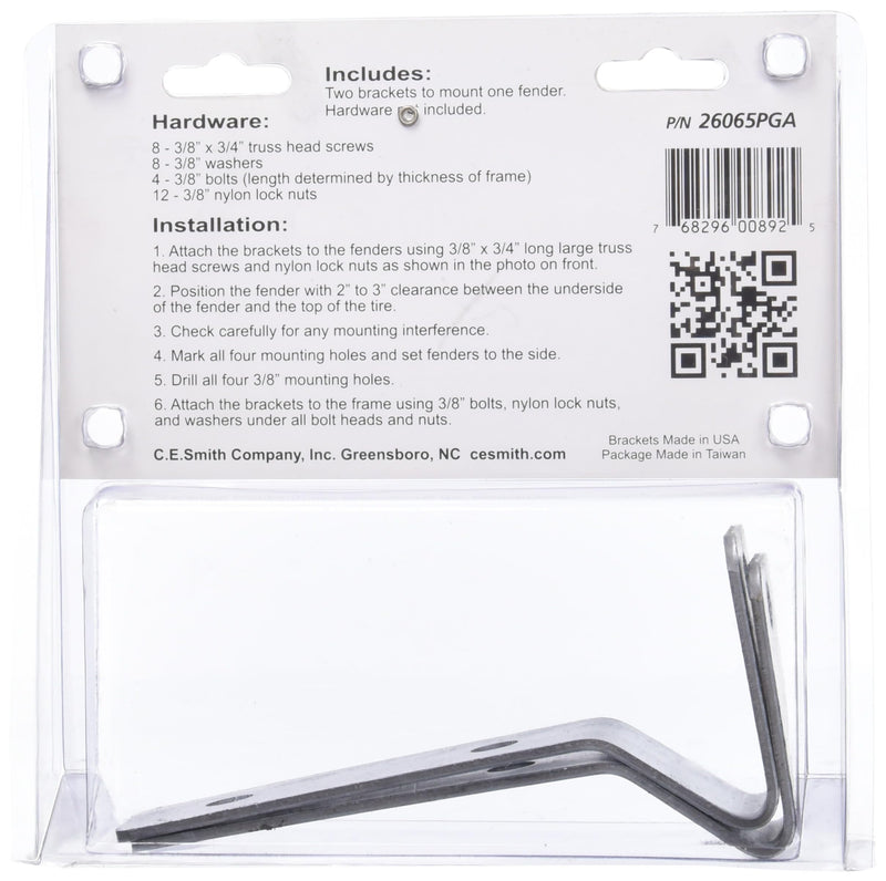 Mounting Brackets CE Smith Trailer for 7" Plastic Fender, Silver 26065PGA
