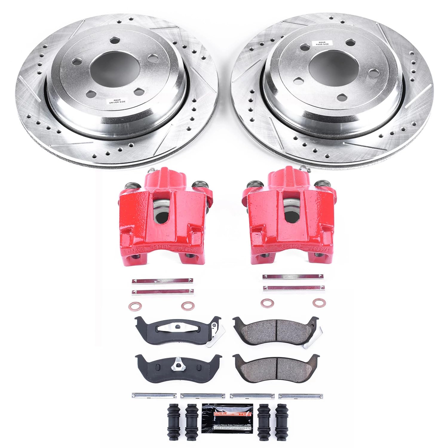 Power Stop Z23 Evolution KC1368 Rear Brake Caliper Kit- Brake Rotors, Brake Pads, Brake Calipers For Ford Crown Victoria, Mercury Grand Marquis, Mercury Marauder [Model Specific]
