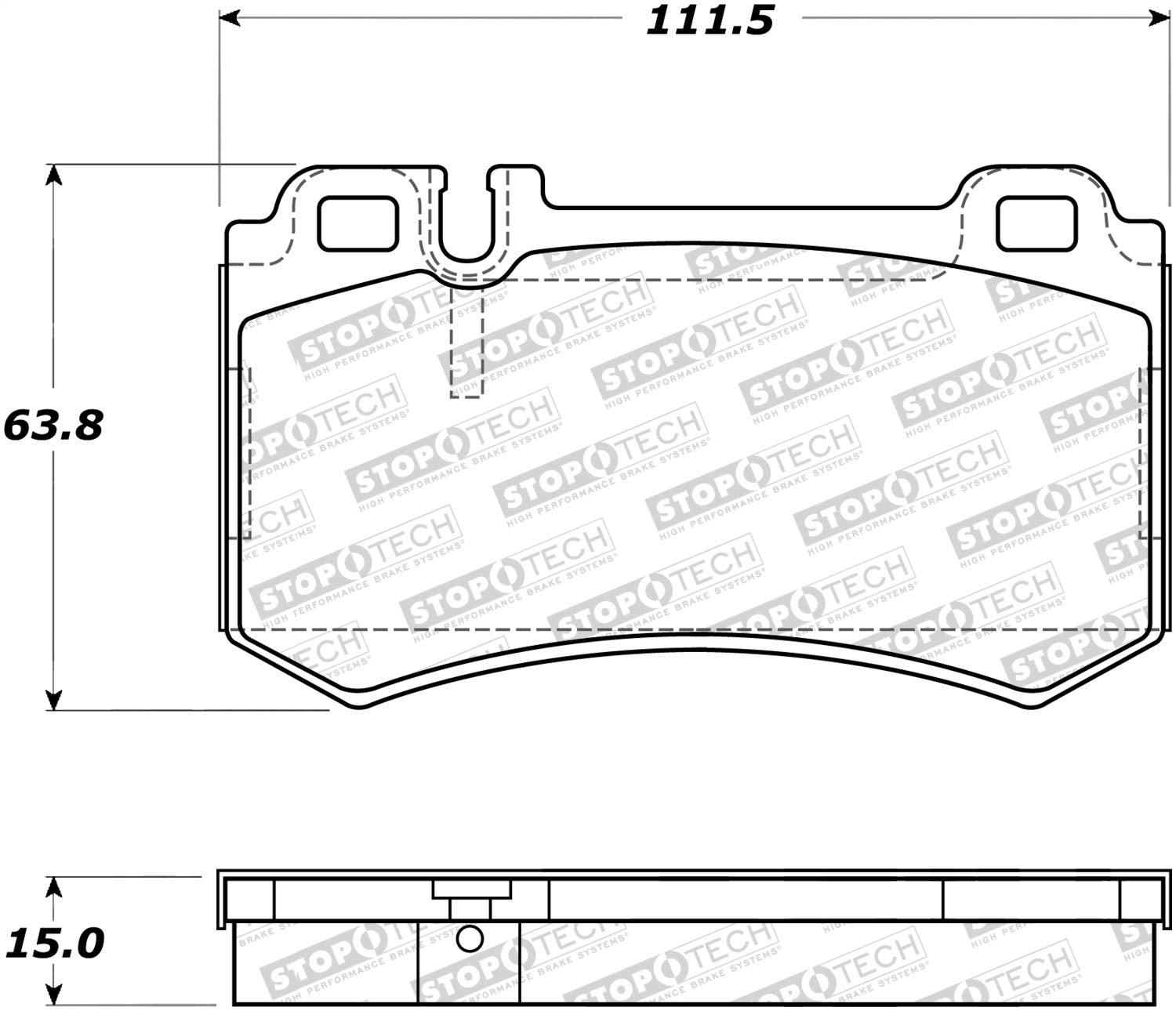 Rear StopTech 308.09840 Brake Pads with Shims Street