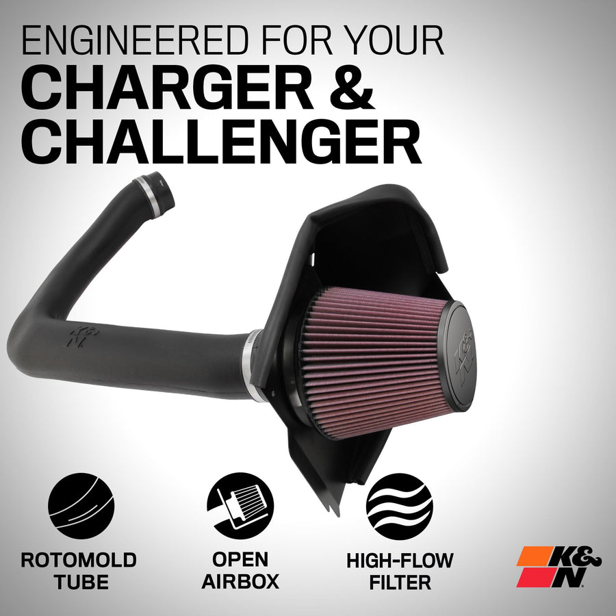 K&N Cold Air Intake System: High-Flow Air Filter, Acceleration & Increase Performance: Compatible with 2011-2019 CHRYSLER/DODGE, 300, 300C, Challenger, Charger, 57-1564
