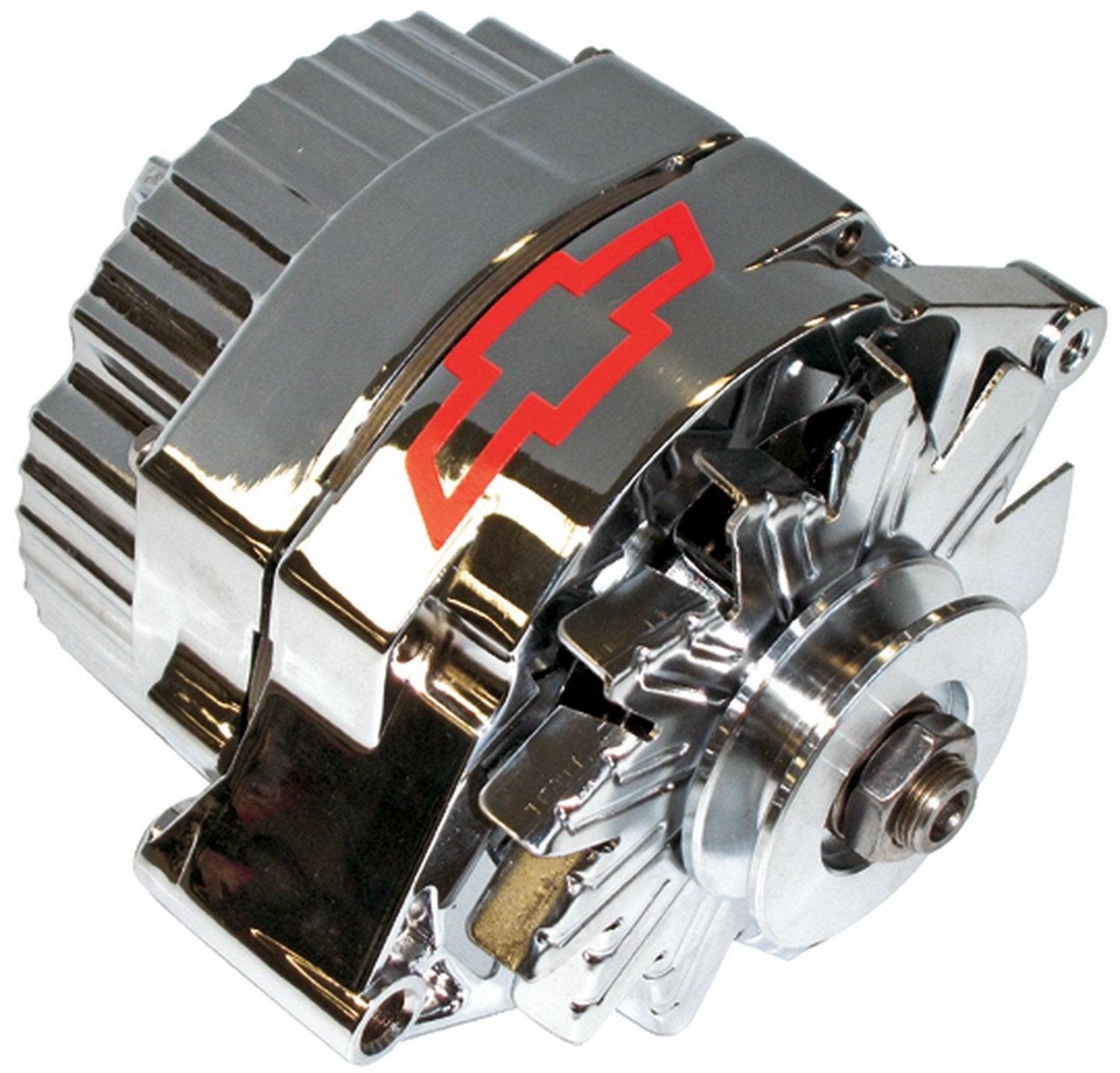 Proform 100 Amp 10si Chrome Finish 1-Wire Alternator with Internal Regulator and Red Bowtie Logo for GM 141-657