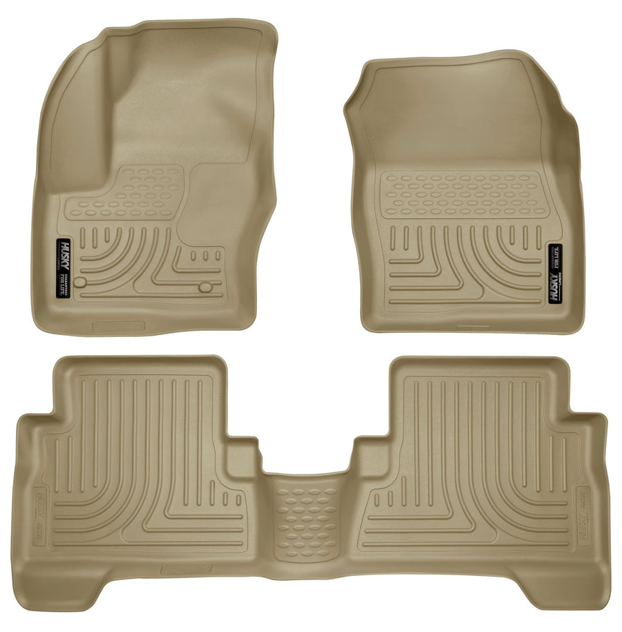 Weatherbeater Husky Liners Floor Mats | Fits 2013-2019 Ford Escape; 2013-2018 Ford C-Max | Front & 2nd Row, 3-pc Tan - 99743