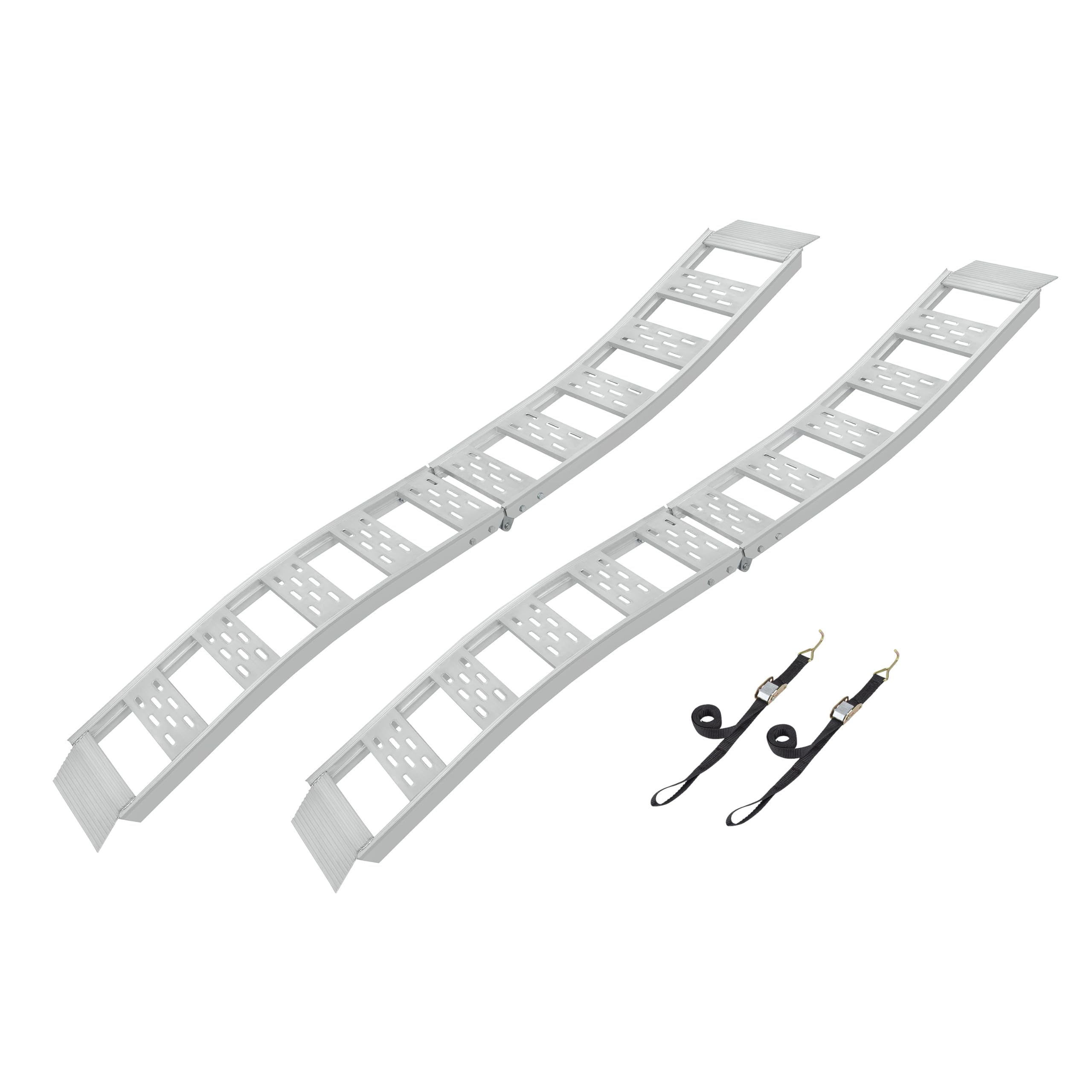 Folding CargoSmart S-Curve Aluminum Ramp with Treads (2pk) – Easily and Safely Load and Unload Light Equipment, Lawn Tractors, ATVs and More, 1,500 lb. Capacity, 12” W x 90” L