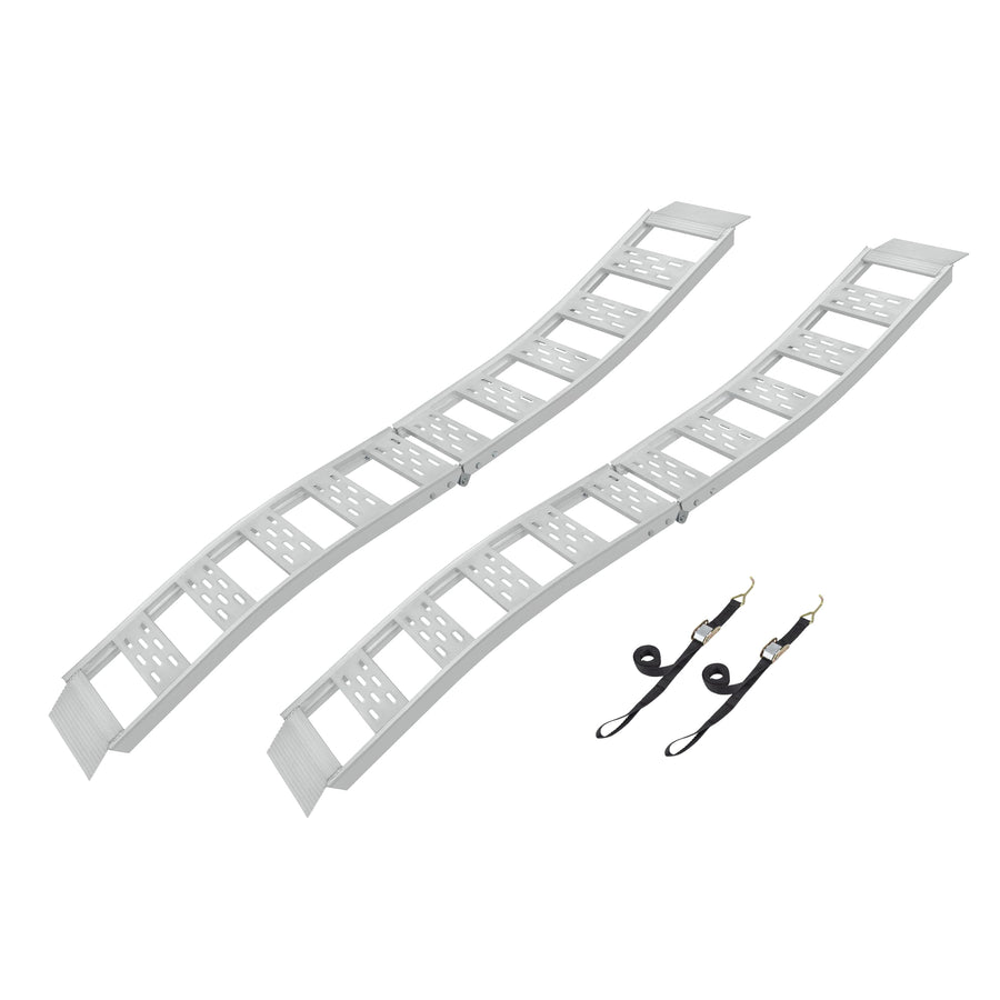 Folding CargoSmart S-Curve Aluminum Ramp with Treads (2pk) – Easily and Safely Load and Unload Light Equipment, Lawn Tractors, ATVs and More, 1,500 lb. Capacity, 12” W x 90” L