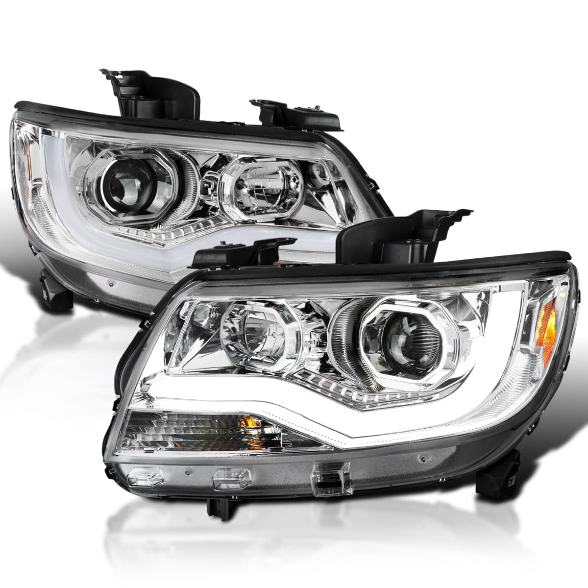 LED Light Bar Projector Headlights SPEC-D TUNING Compatible with 2015-2022 Chevy Colorado, Left + Right Pair Headlamps Assembly