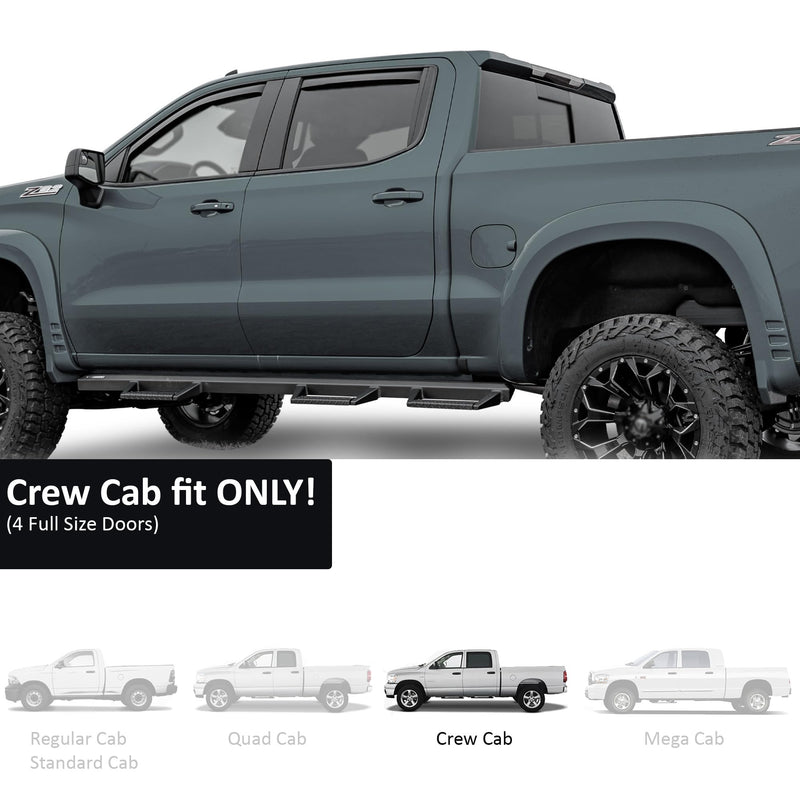 Off Road Black Horse [BHOR in Channel Rain Guards/Wind Deflectors Compatible with 2015-2022 Chevrolet Colorado|2015-2022 GMC Canyon Smoke 4 PCs - 1494995IN