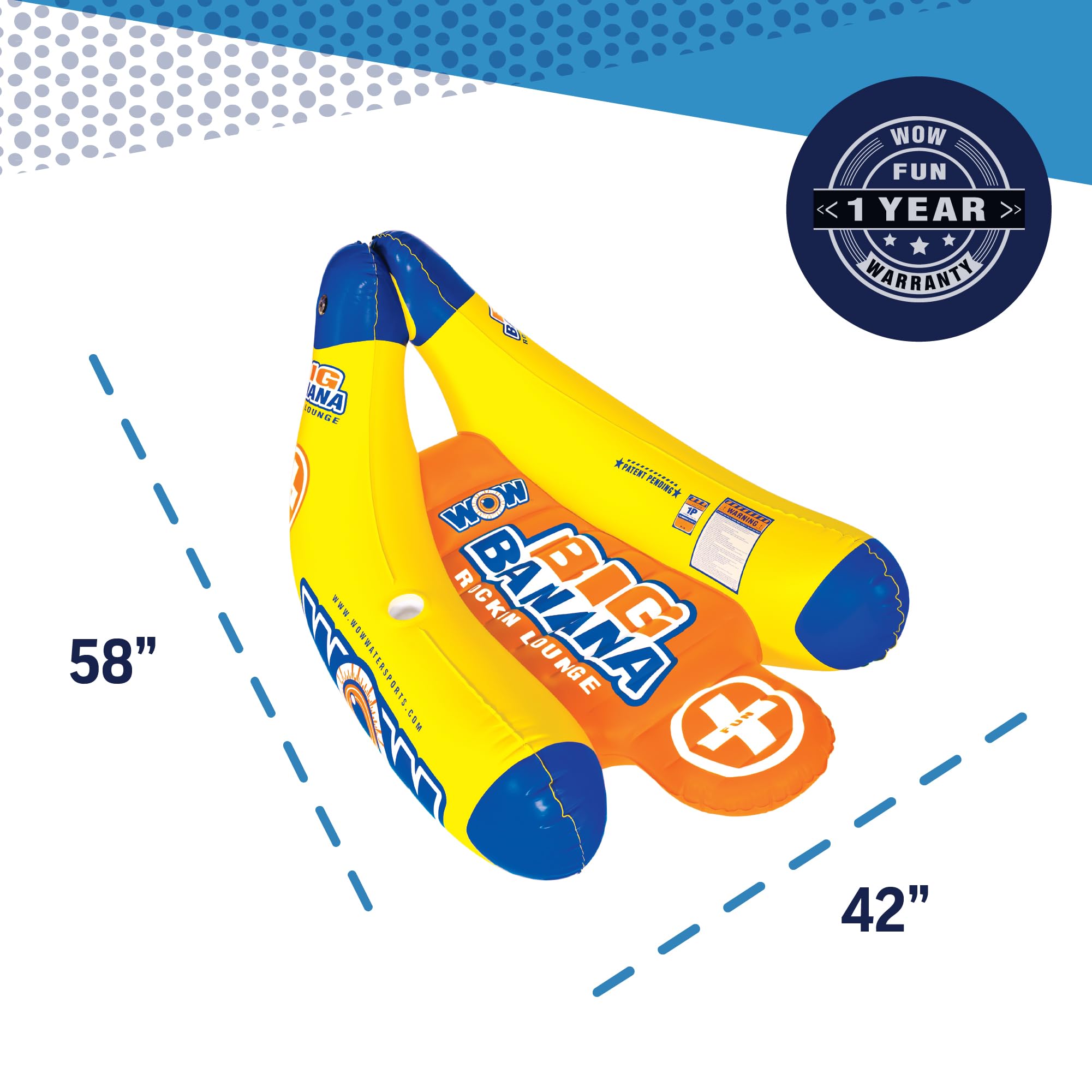 Big Banana WOW Sports - Rockin Lounge - Floating Pool Chair - Inflatable Pool Float - Pool Lounge
