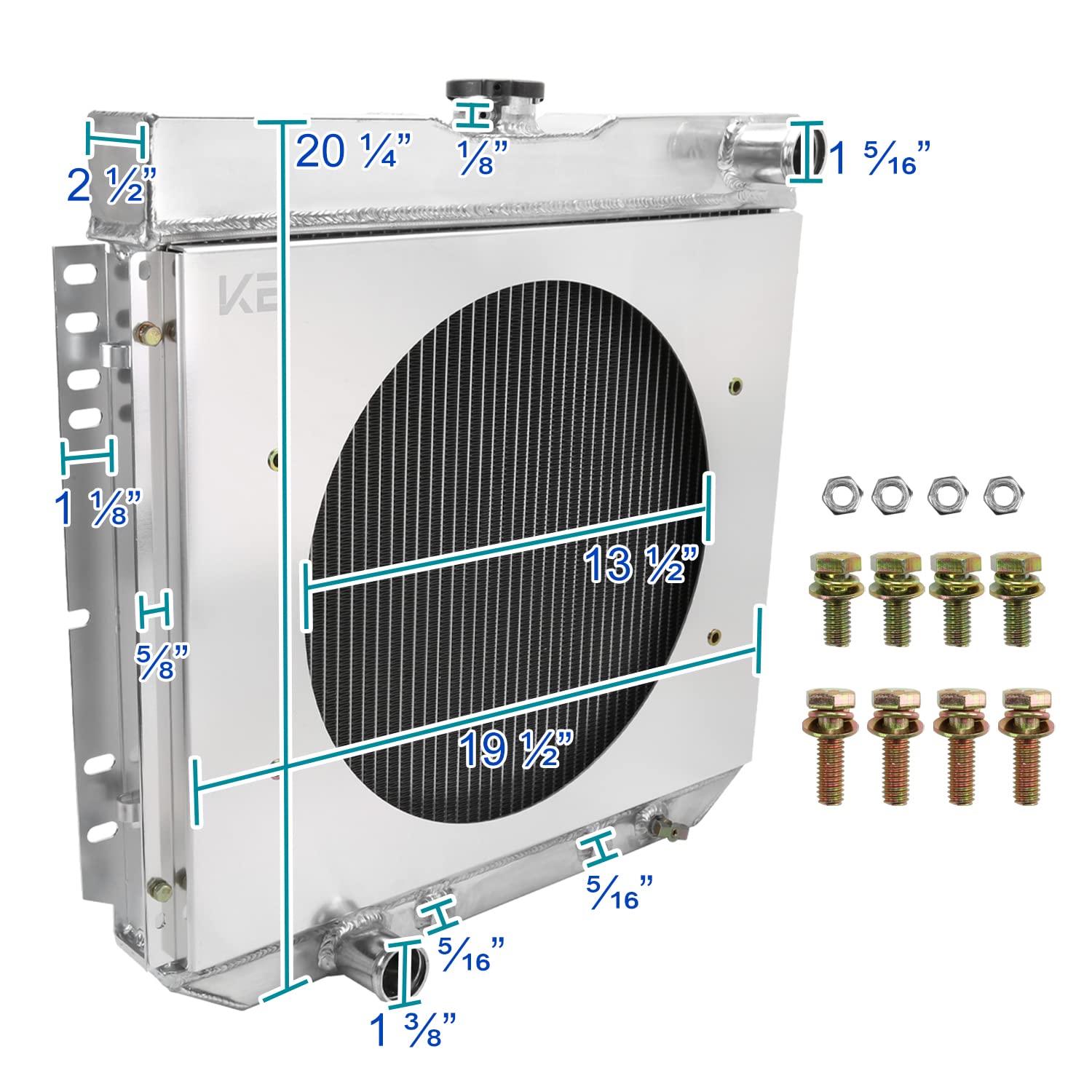 3 Row Aluminum Cooling Radiator with Fan Shroud Spec-D Tuning Compatible with 1967-1970 Ford Mustang V8