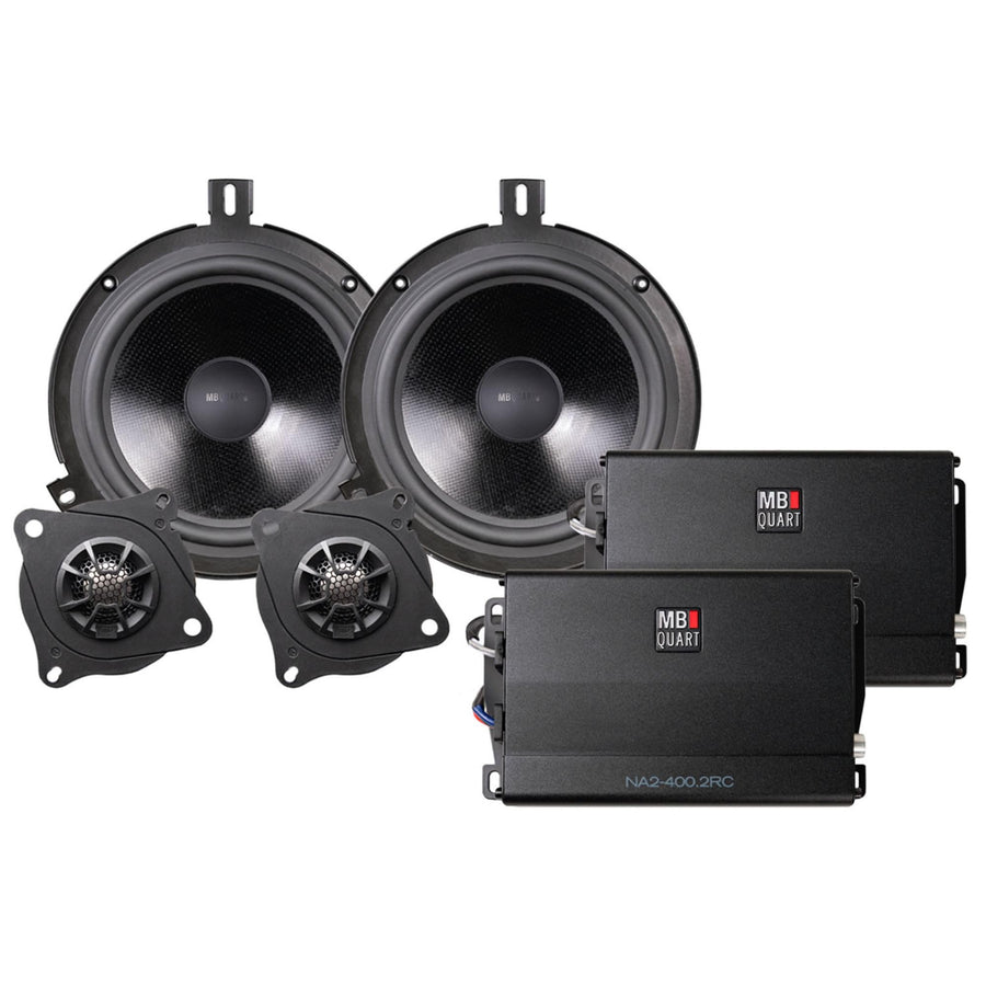 MB Quart 800W MBQJK-STG2AH-1 STAGE 2 Jeep JK Car Audio Upgrade Kit with Amplifier, 2-Speaker Set, Titanium Tweeters, For Aftermarket Source Unit