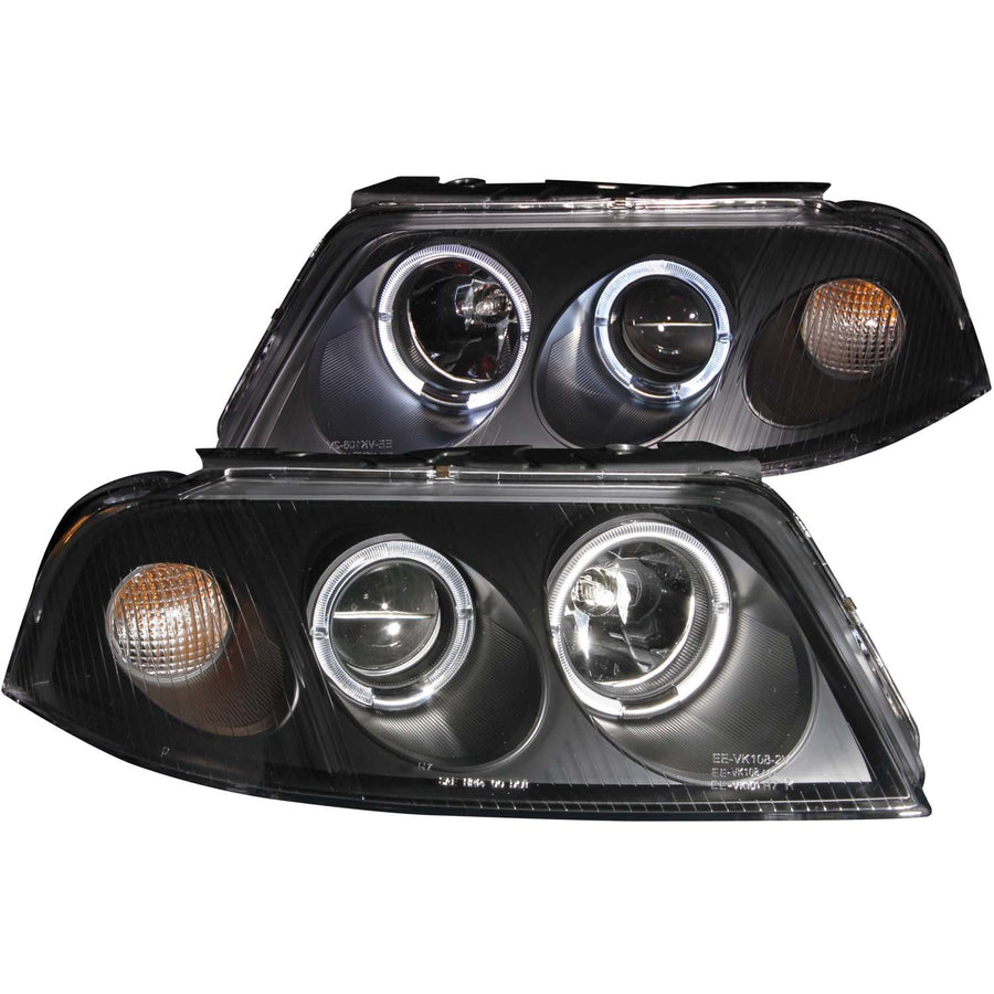 Halogen Projector Headlight AnzoUSA 121357 for Volkswagen Passat Black/Clear