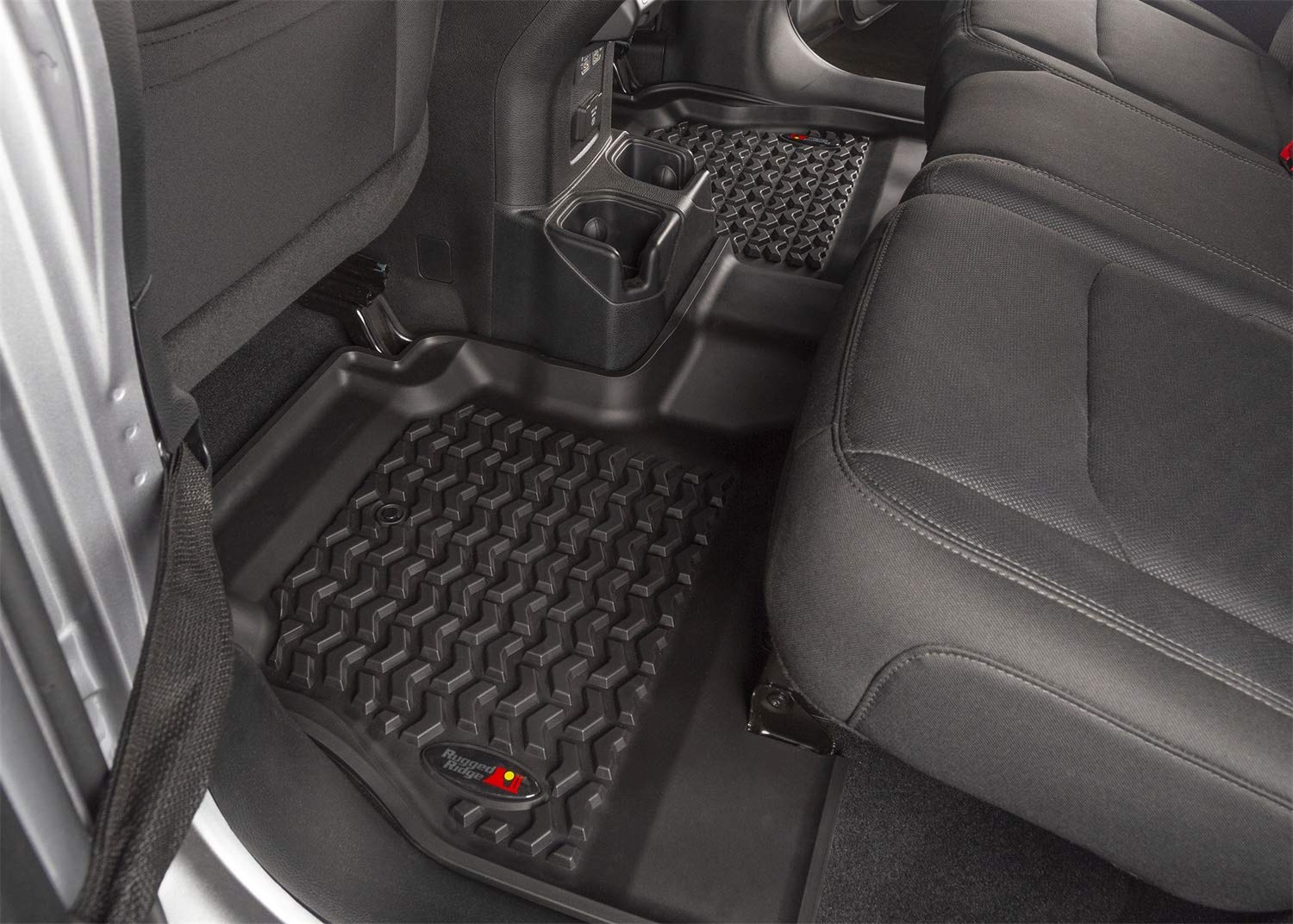 Rear Floor Liners Rugged Ridge for Jeep Wrangler JLU | Black | 12950.48 | Fits 2018-2025 Jeep Wrangler JLU 4-Door Excluding 4XE Models